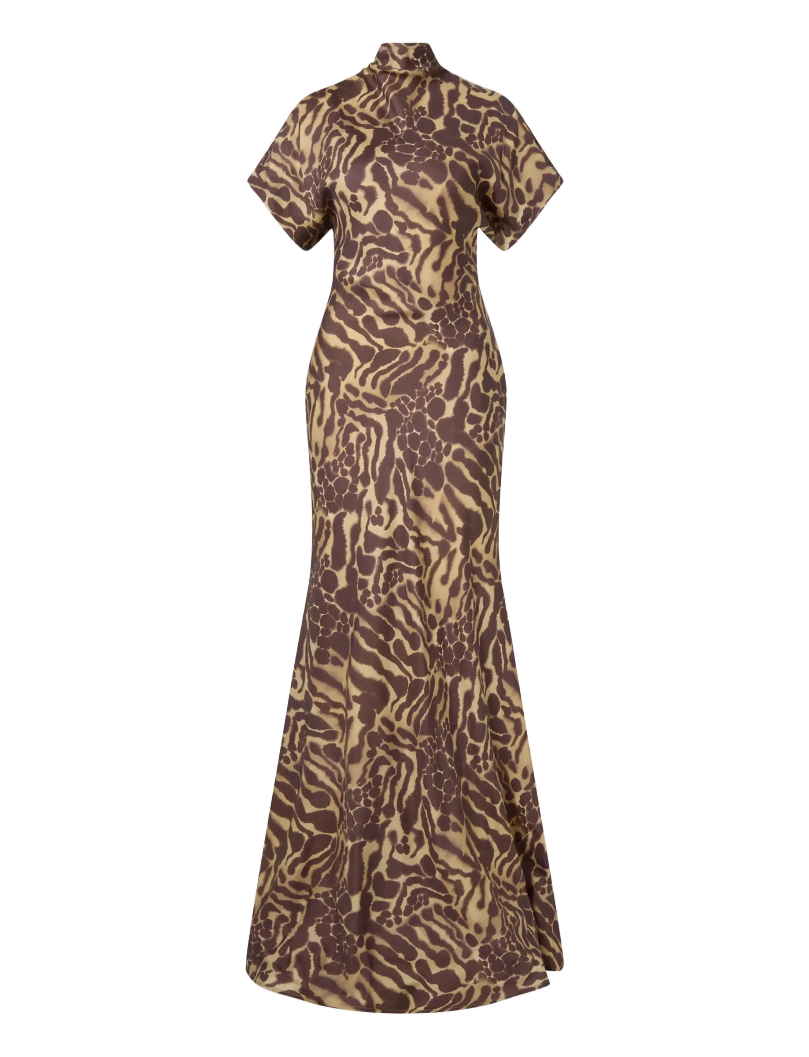 Malina - Alivia Short Sleeve Satin Maxi Dress - aftonklänningar - savannah - 1