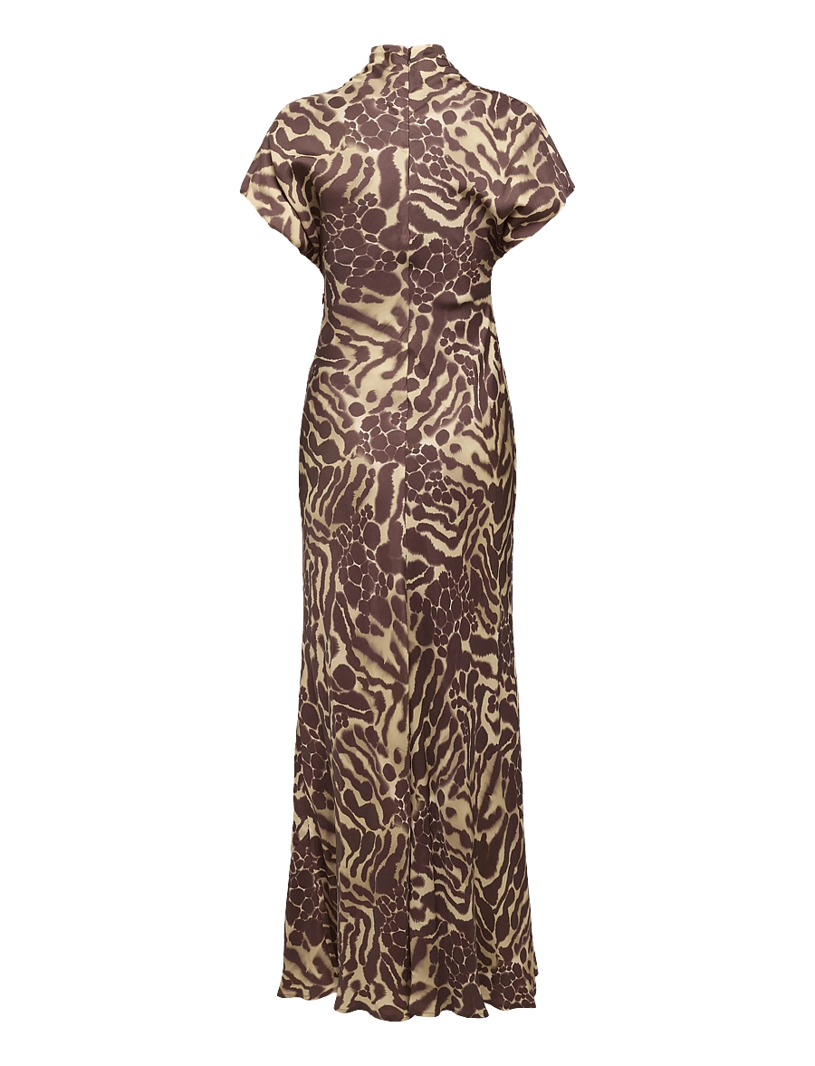 Malina - Alivia Short Sleeve Satin Maxi Dress - robes de soirée - savannah - 2