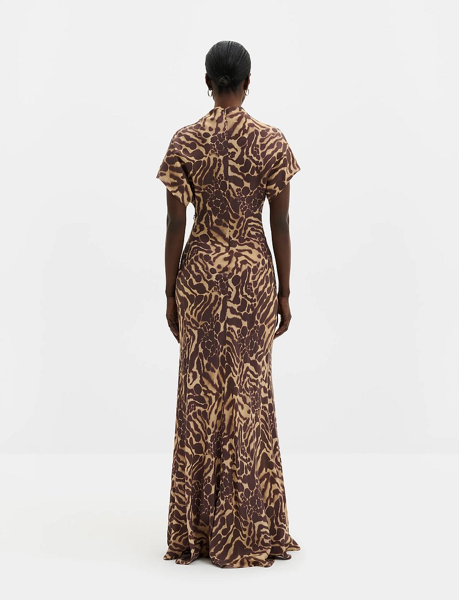 Malina - Alivia Short Sleeve Satin Maxi Dress - aftonklänningar - savannah - 2