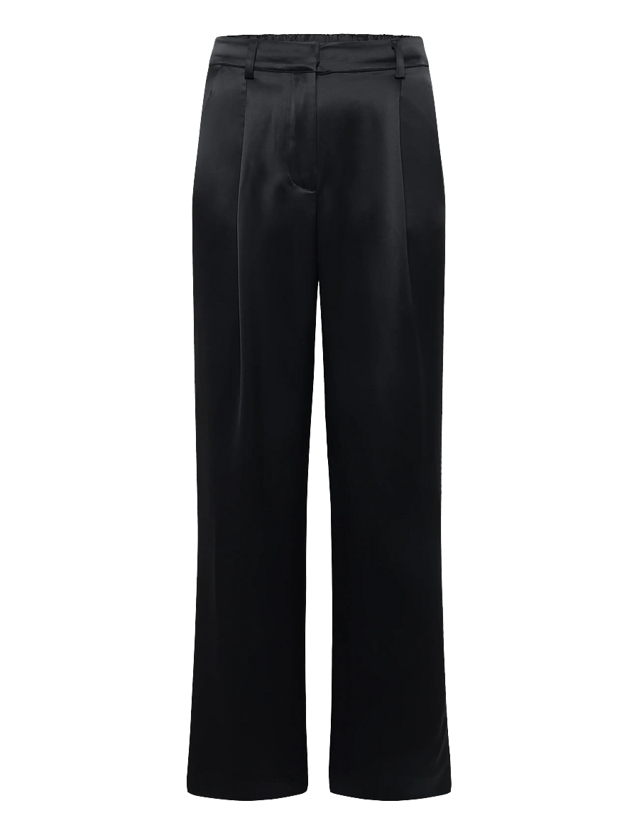 Malina - Sarah Elastic Waist Satin Trousers - habitbukser - black - 1