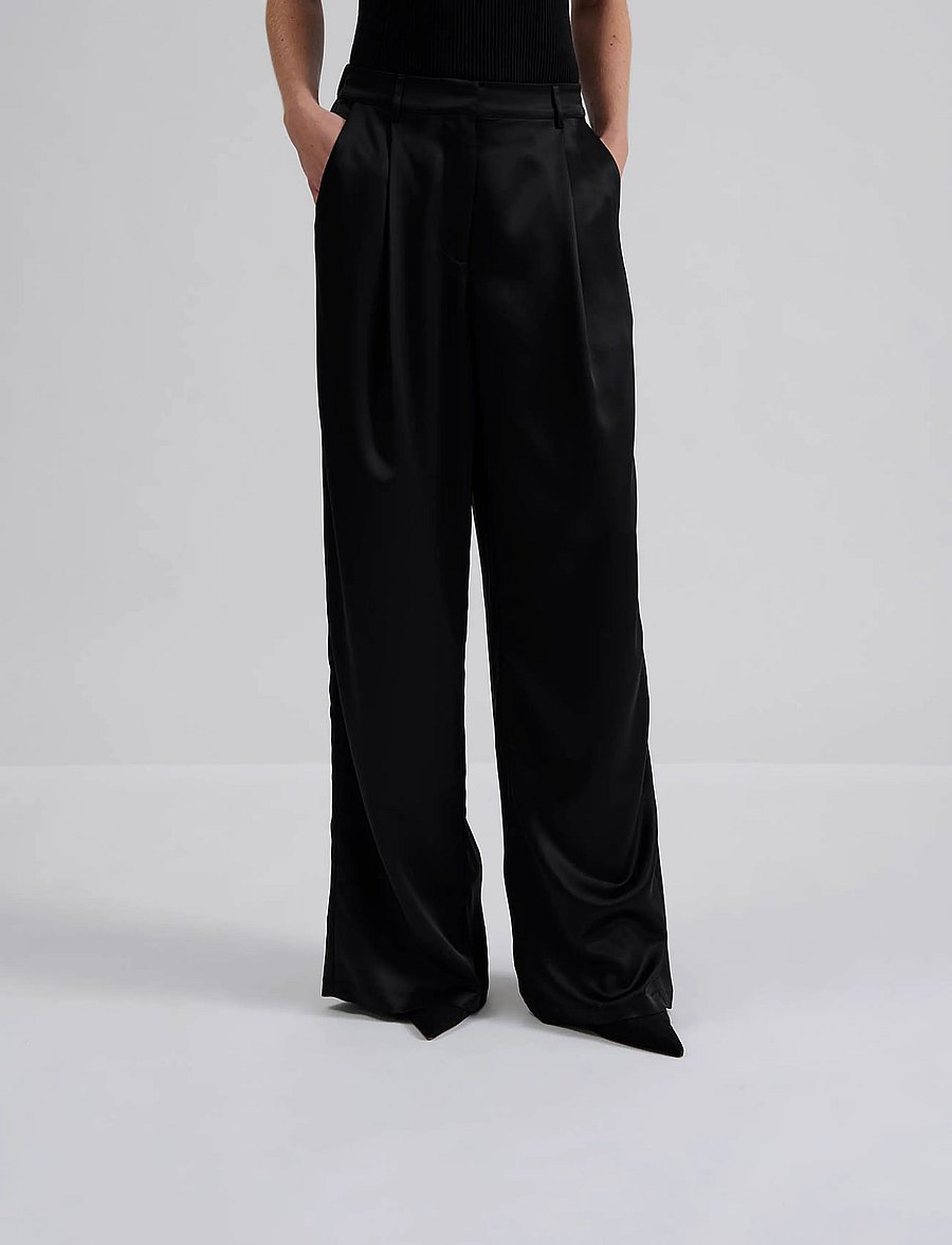 Malina - Sarah Elastic Waist Satin Trousers - black - 2