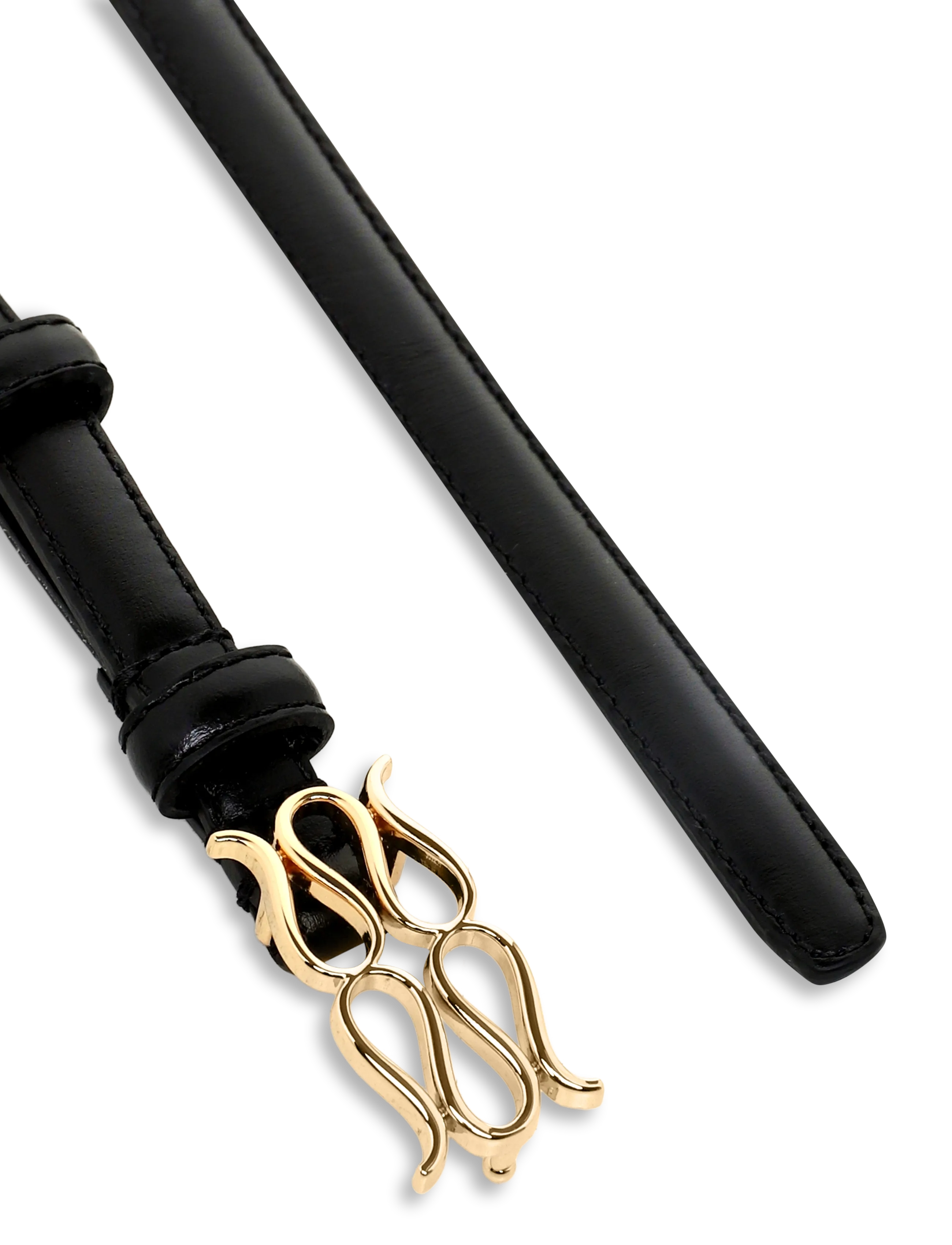 Malina - Mini Monogram Leather Belt - leather belts - black - 1
