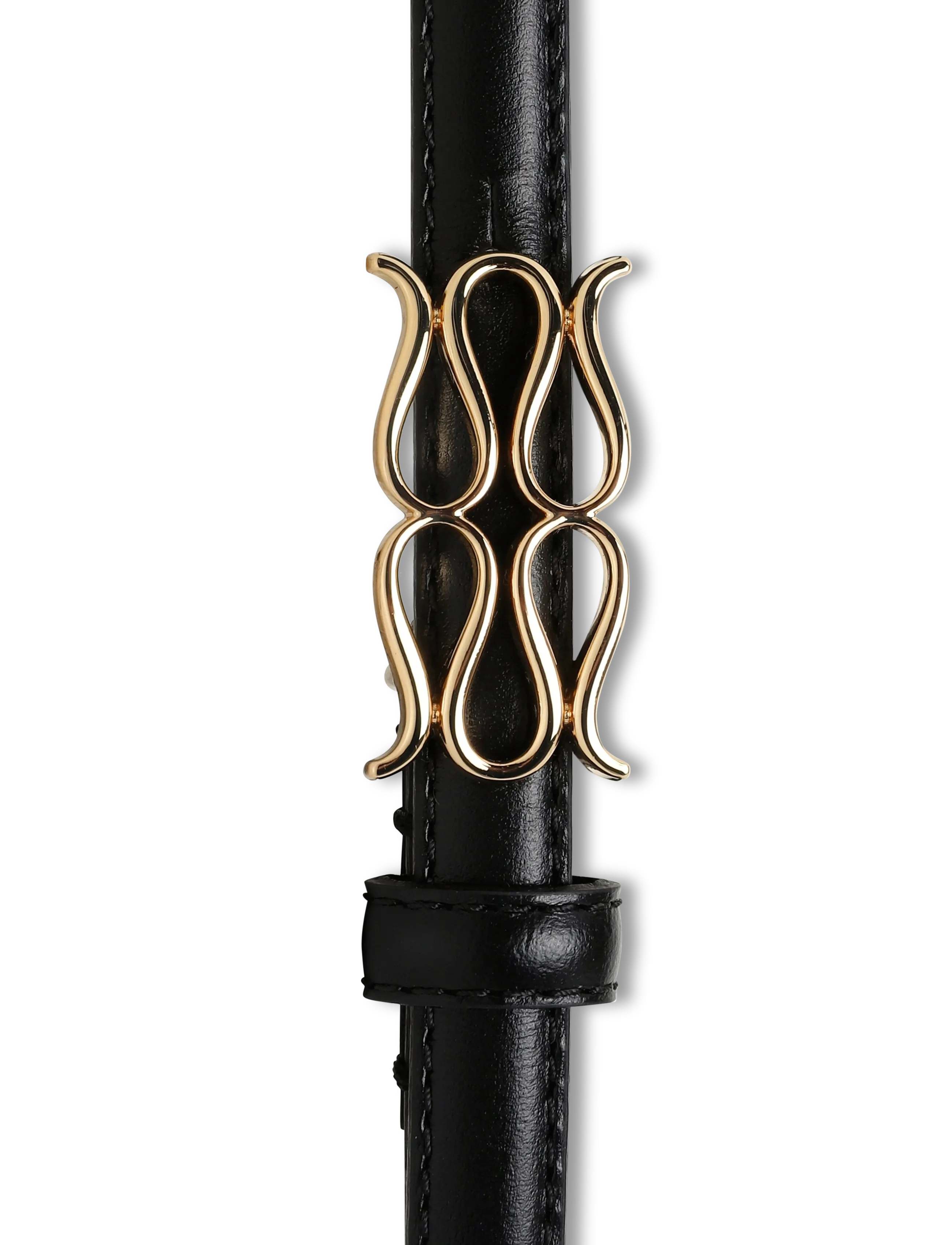 Malina - Mini Monogram Leather Belt - leather belts - black - 2