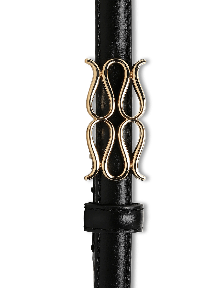 Malina - Mini Monogram Leather Belt - ledergürtel - black - 2