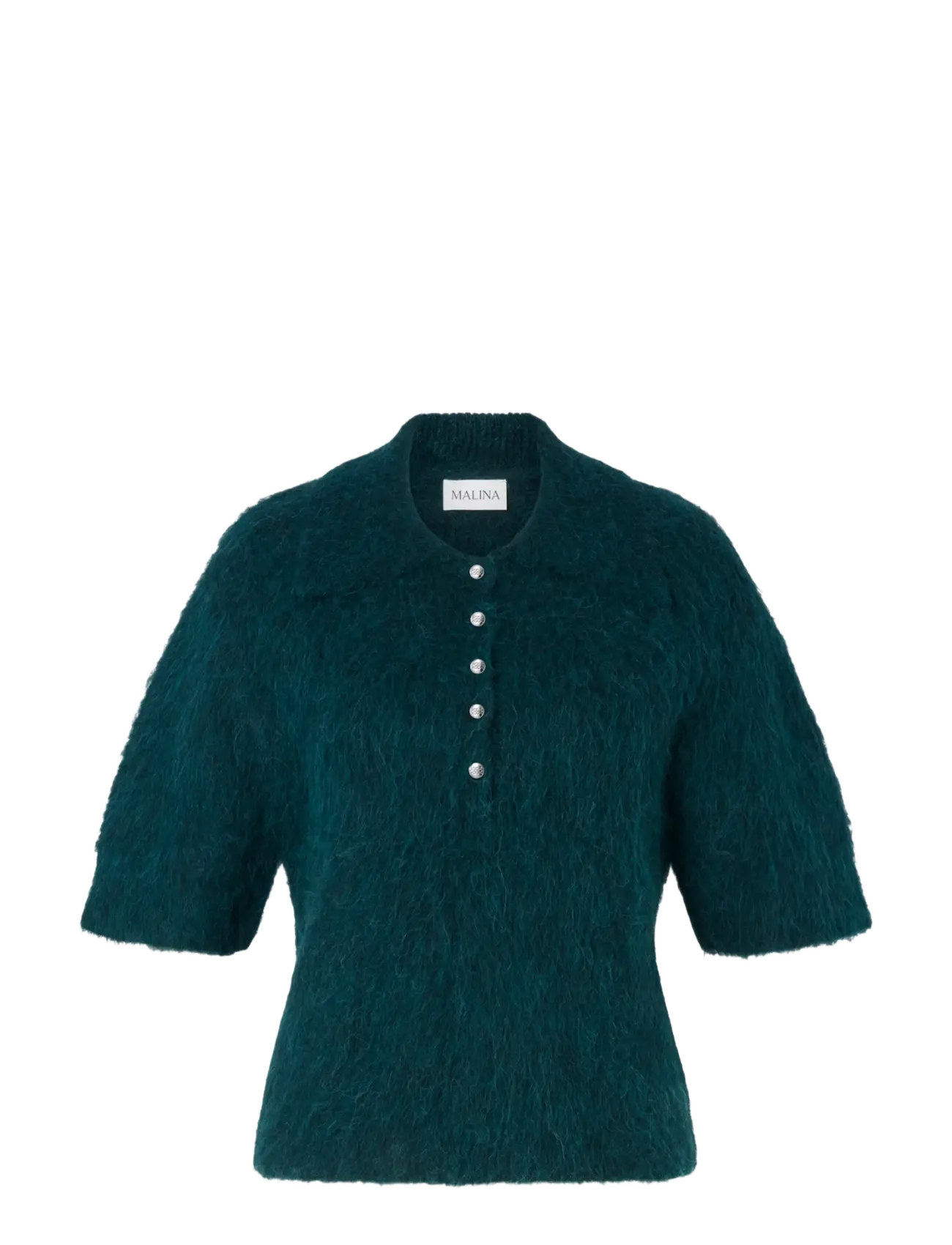 Malina Eileen Short Sleeve Alpaca Blend Polo Shirt - Kläder - TEAL / green