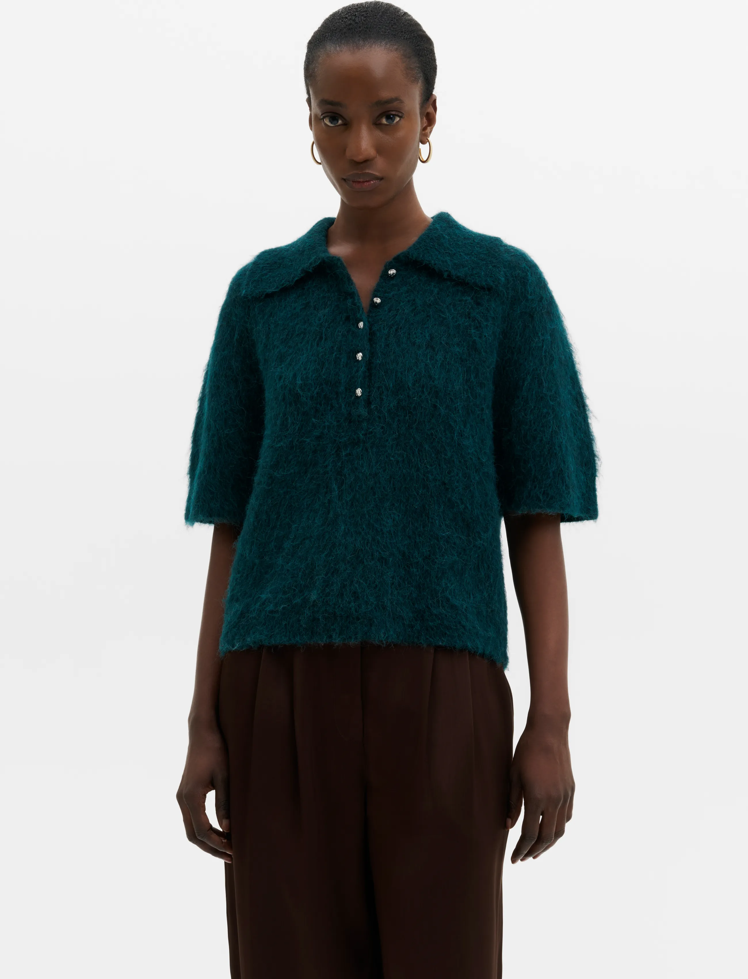 Eileen Short Sleeve Alpaca Blend Polo Shirt