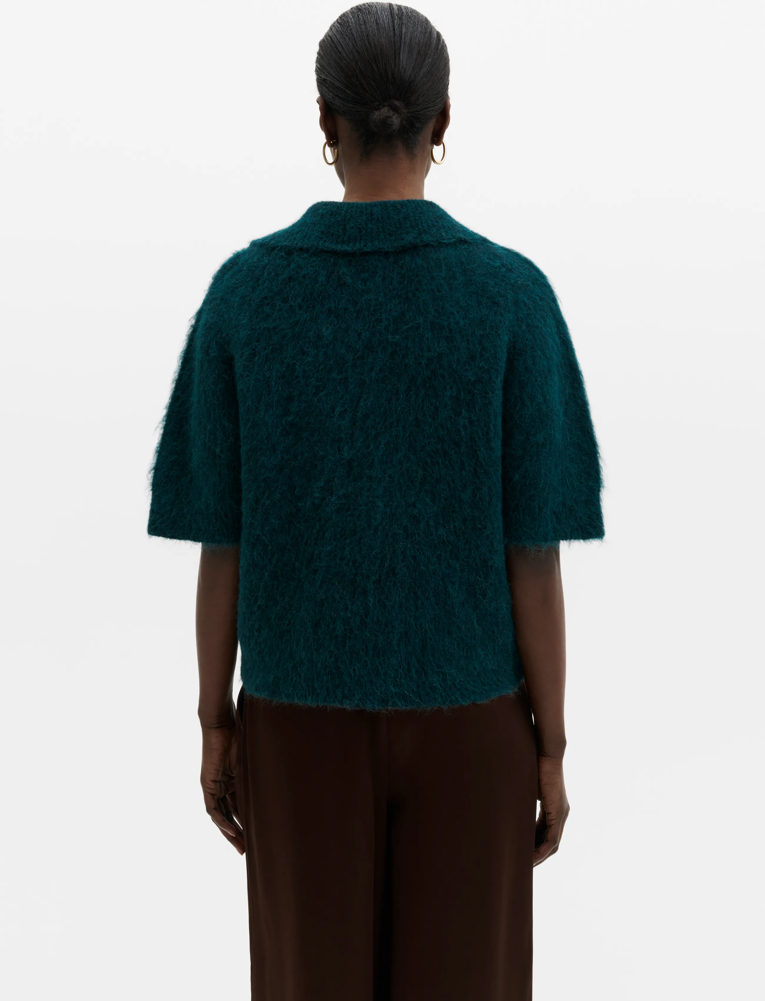 Malina - Eileen Short Sleeve Alpaca Blend Polo Shirt - stickade tröjor - teal - 2
