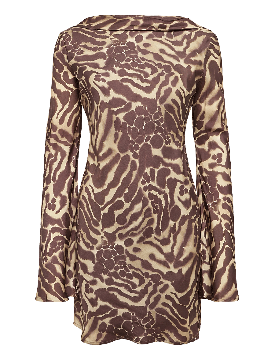 Malina - Cezanne Low Back Satin Mini Dress - fodralklänningar - savannah - 1