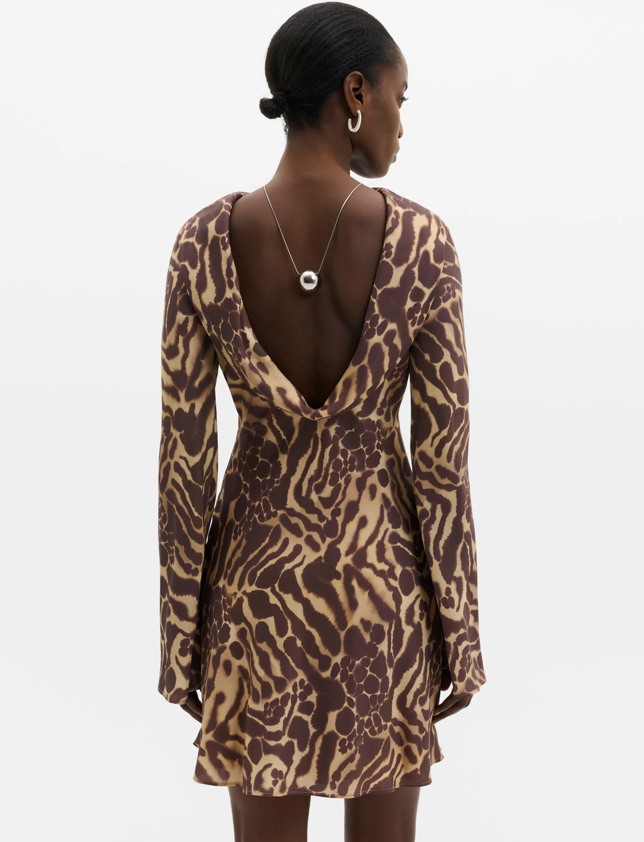 Malina - Cezanne Low Back Satin Mini Dress - savannah - 2