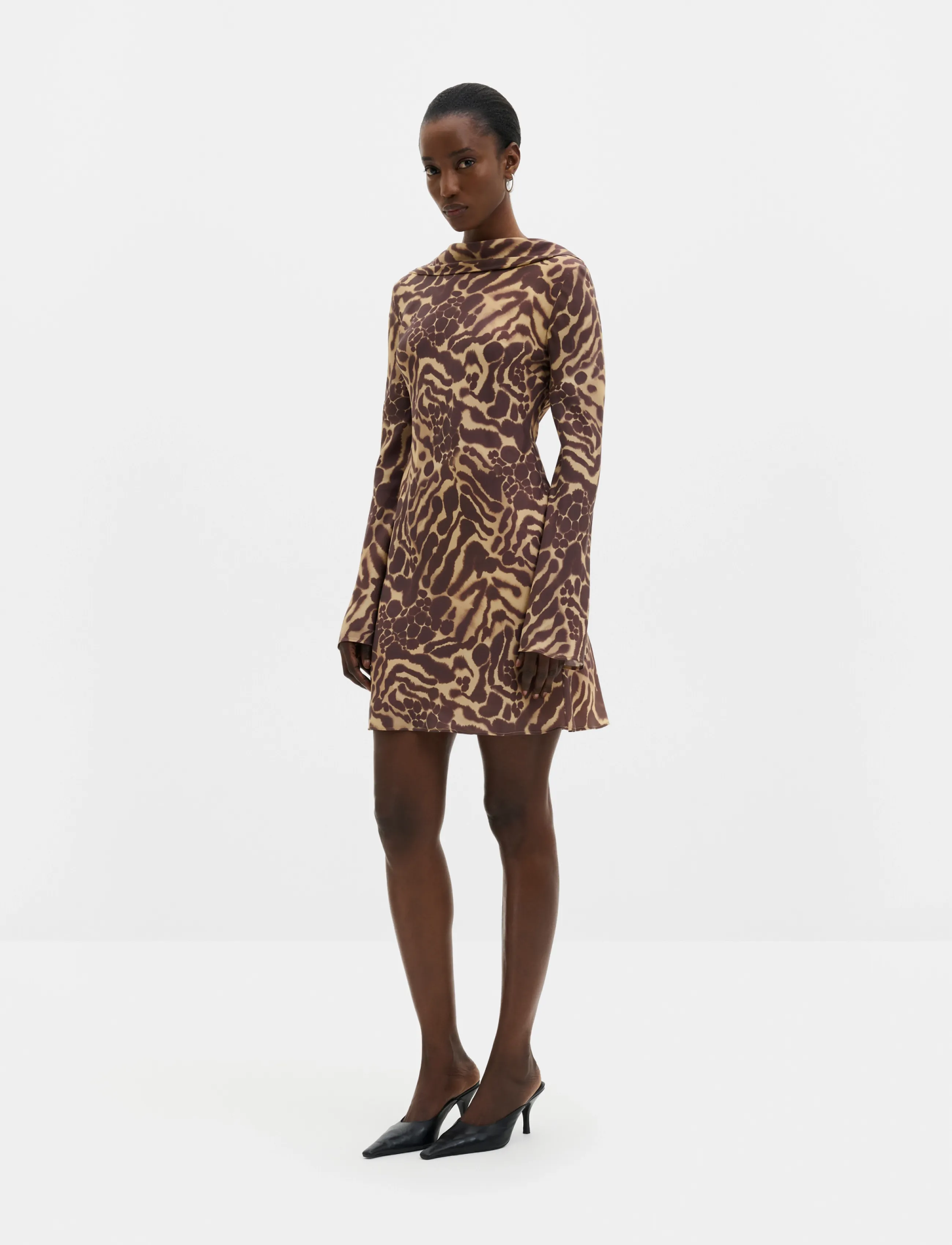 Malina - Cezanne Low Back Satin Mini Dress - savannah - 3