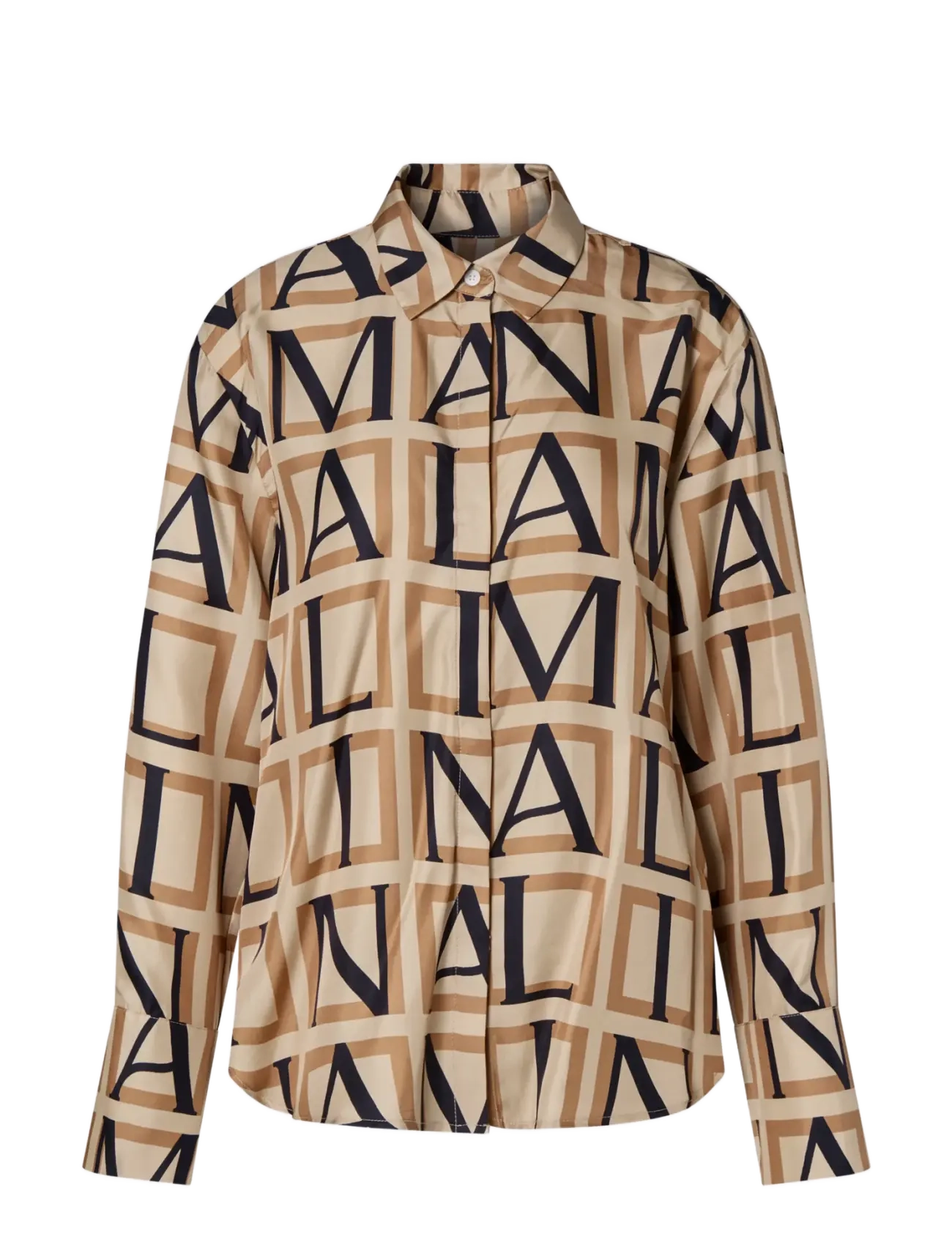 Malina - Felicity Silk Shirt - monogram camel - 1