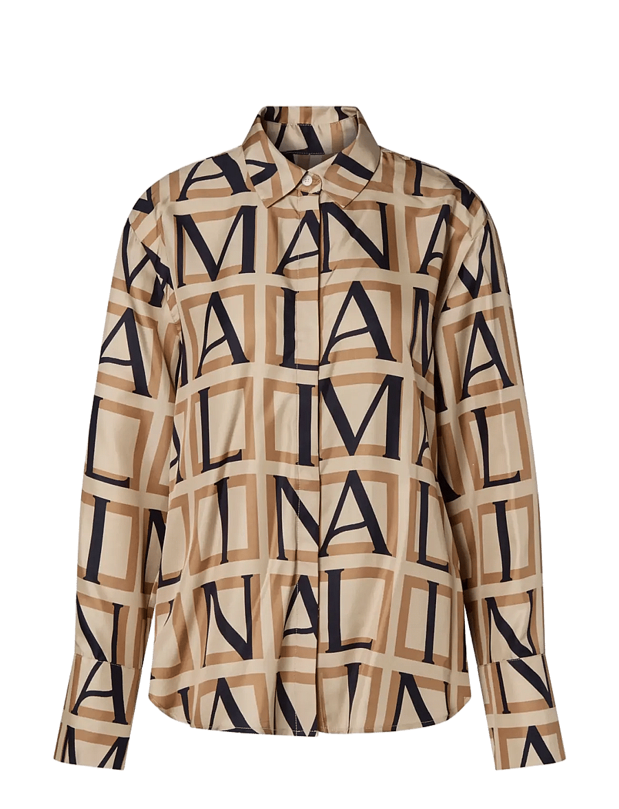 Malina - Felicity Silk Shirt - monogram camel - 1
