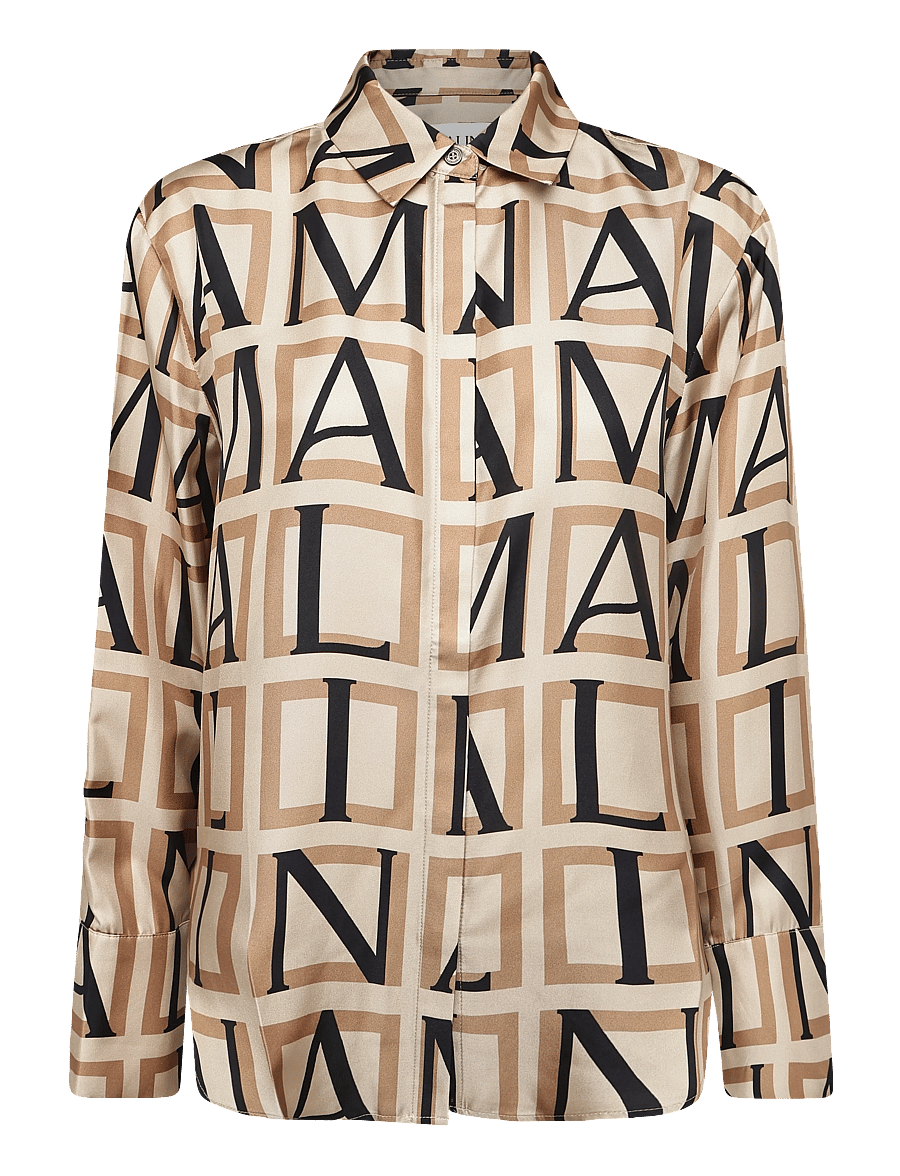 Malina - Felicity Silk Shirt - pikkade varrukatega särgid - monogram camel - 1
