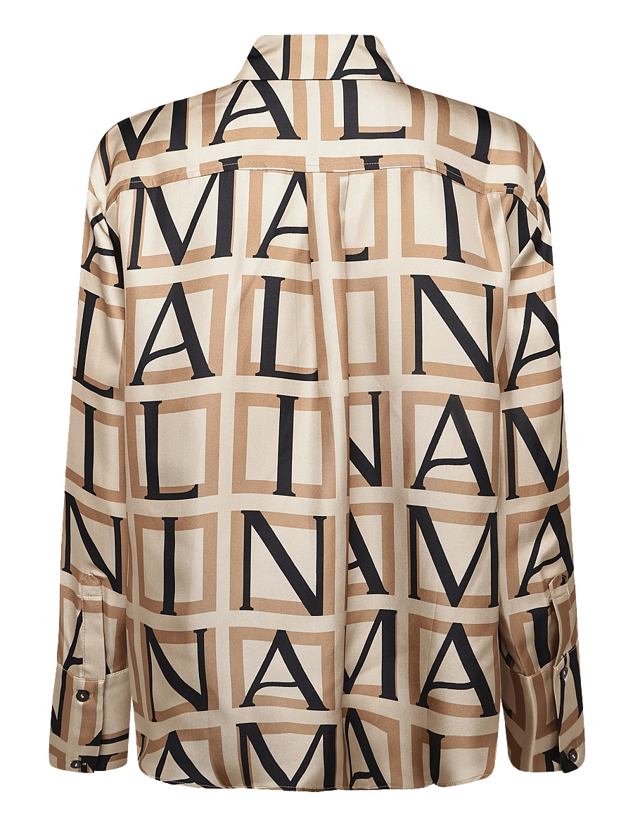 Malina - Felicity Silk Shirt - pikkade varrukatega särgid - monogram camel - 2