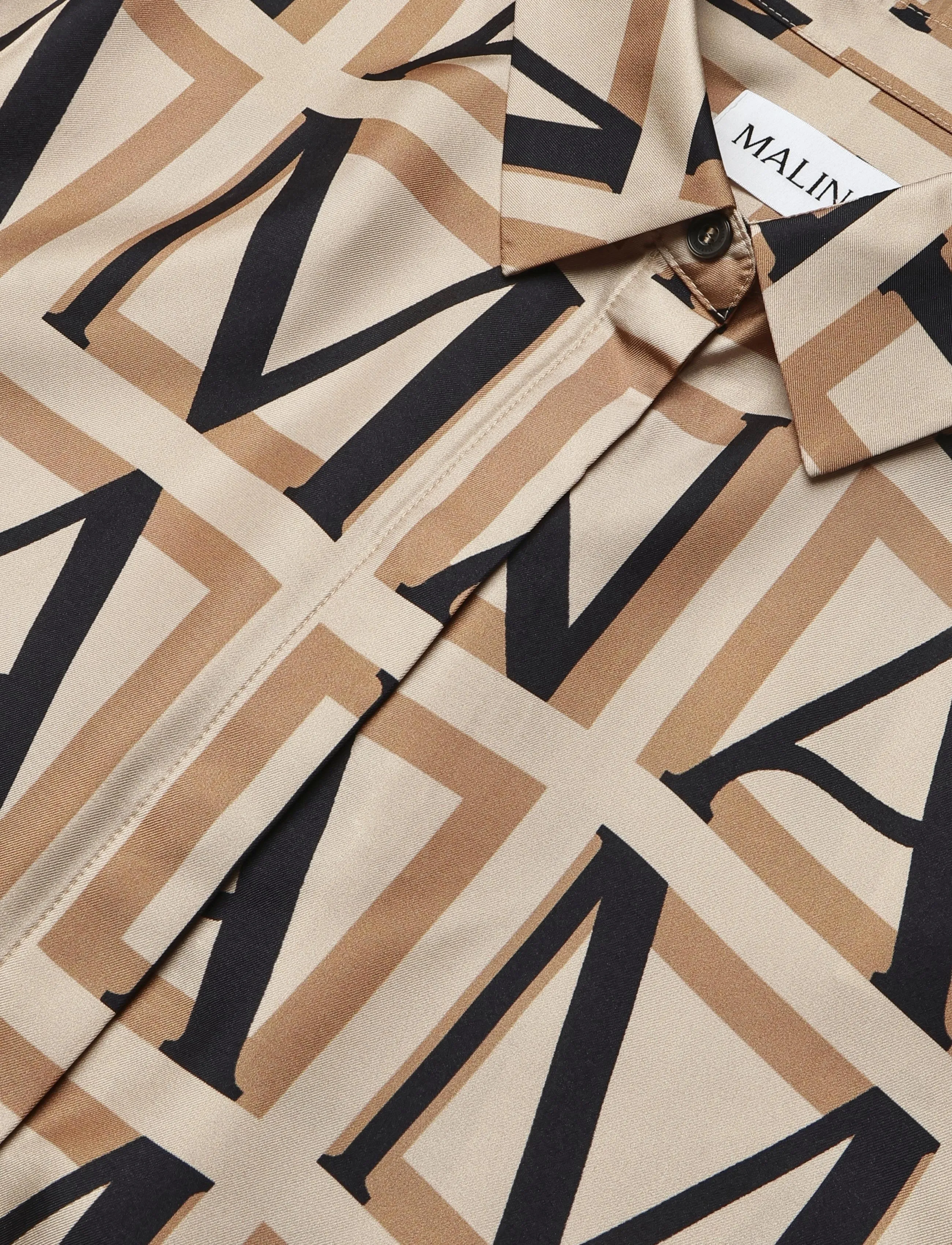 Malina - Felicity Silk Shirt - pikkade varrukatega särgid - monogram camel - 5