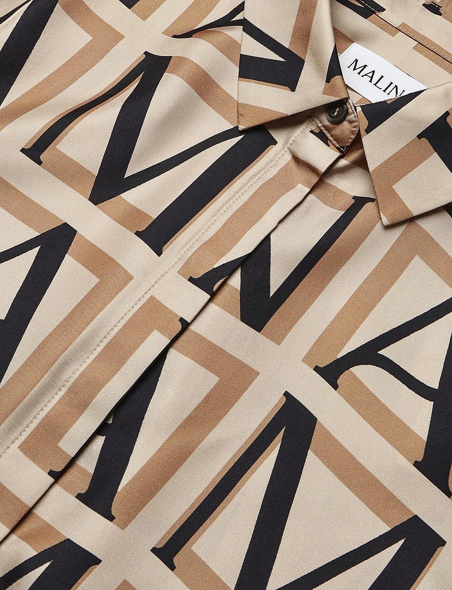 Malina - Felicity Silk Shirt - pikkade varrukatega särgid - monogram camel - 5