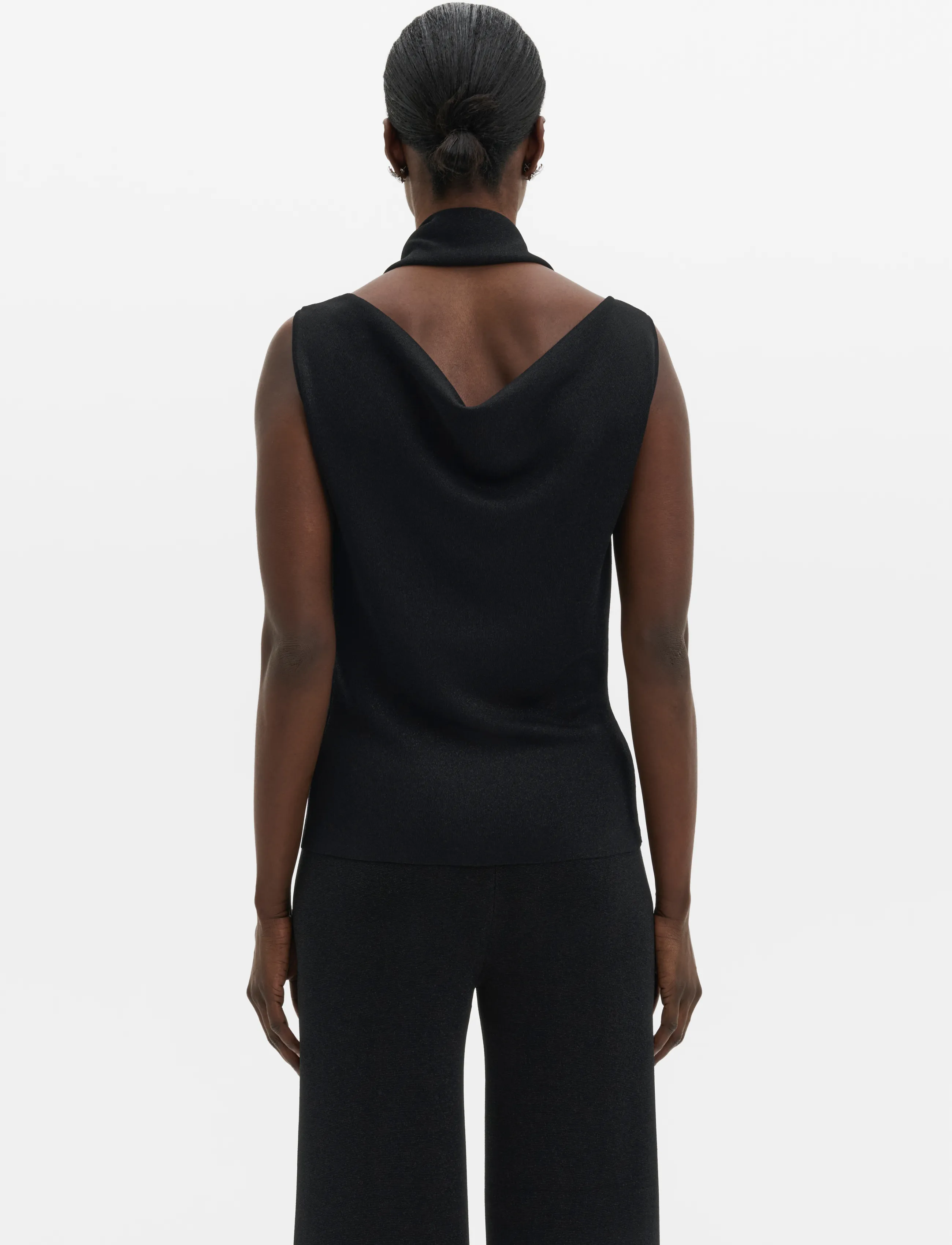 Malina - Donia Cowl Neck Scarf Detailed Top - linnen - black - 2