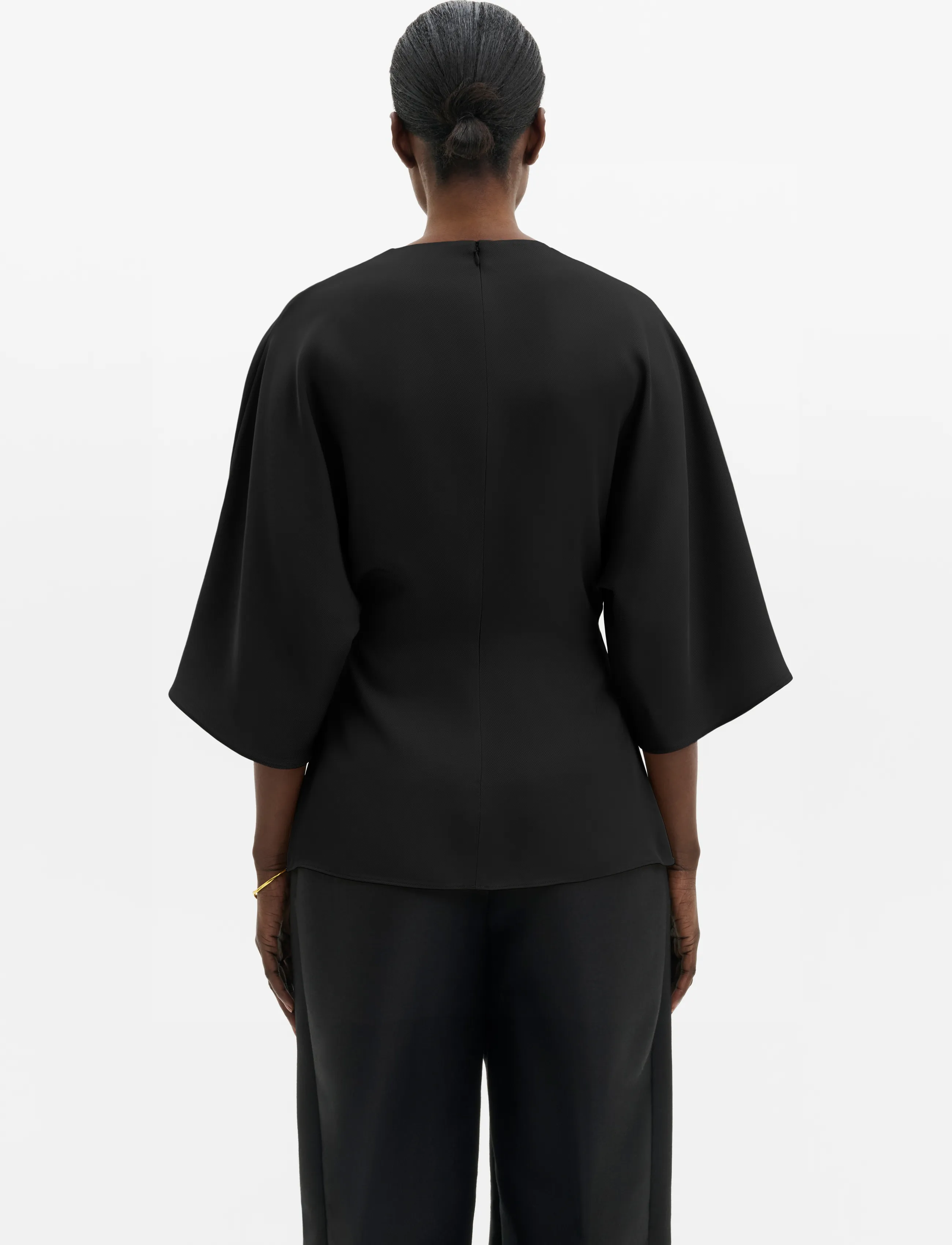 Malina - Zilla Brooch Detailed Blouse - short-sleeved blouses - black - 2