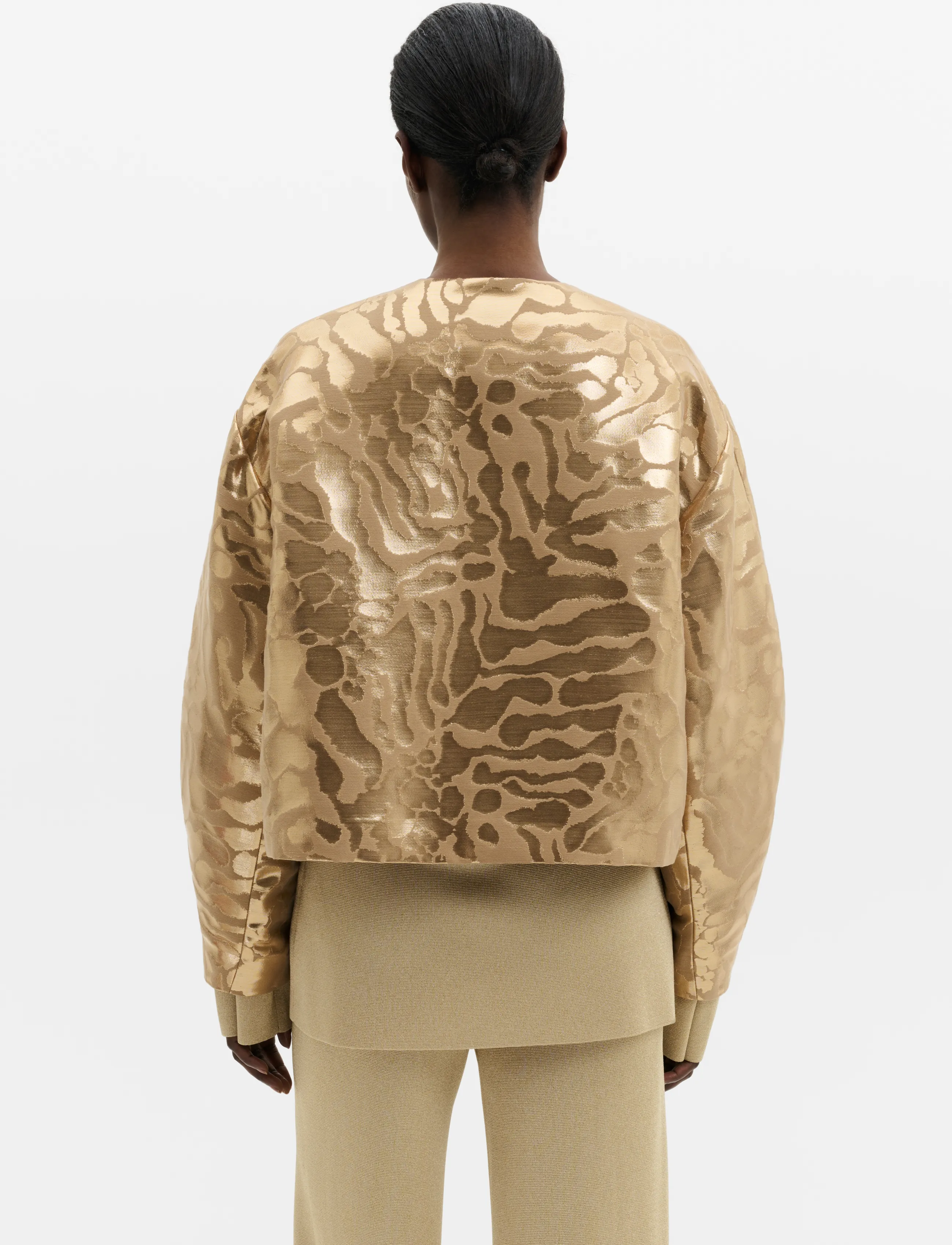 Malina - Abigail Metallic Jacquard Bomber Jacket - vårjackor - savannah metallic - 1