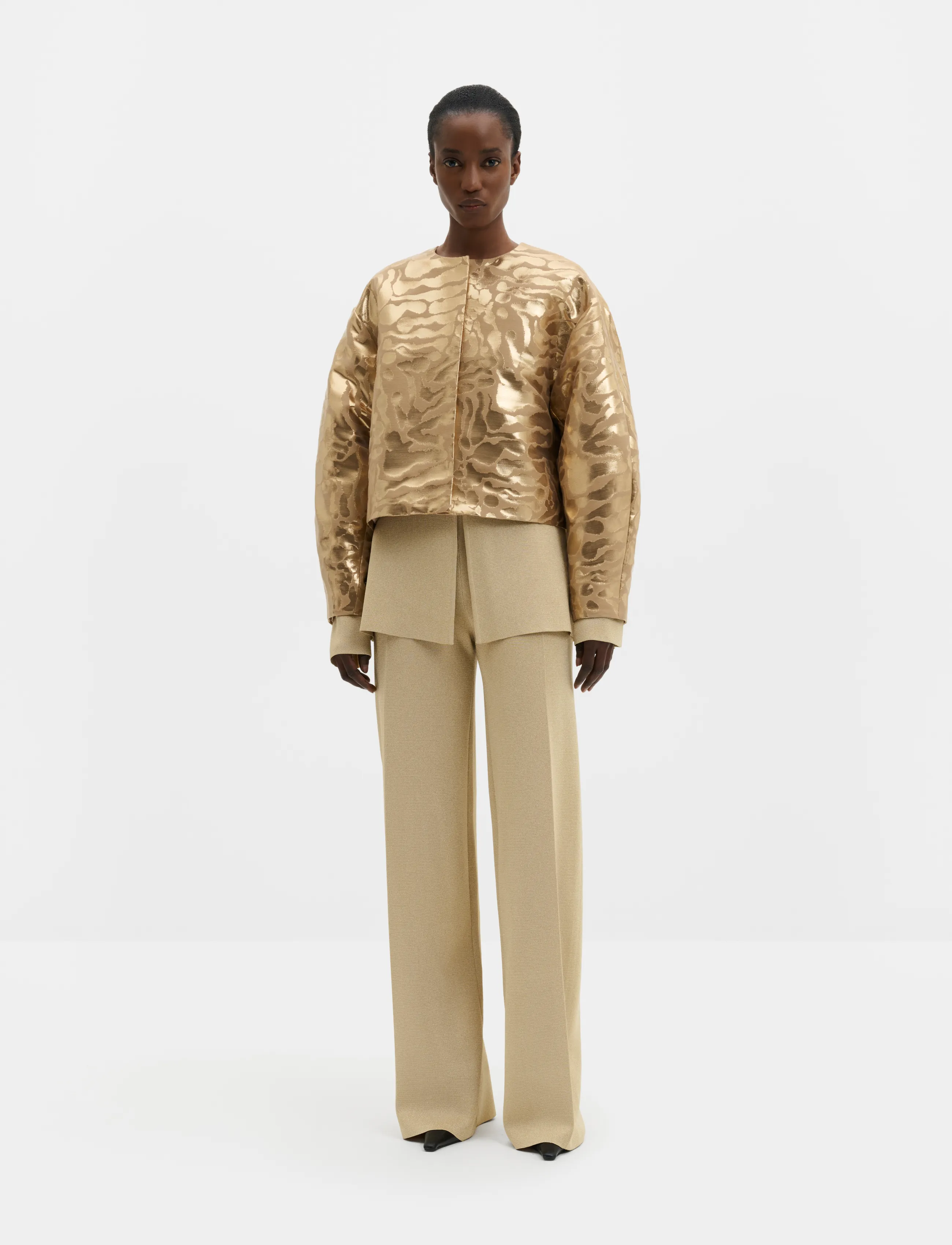 Malina - Abigail Metallic Jacquard Bomber Jacket - vårjackor - savannah metallic - 2
