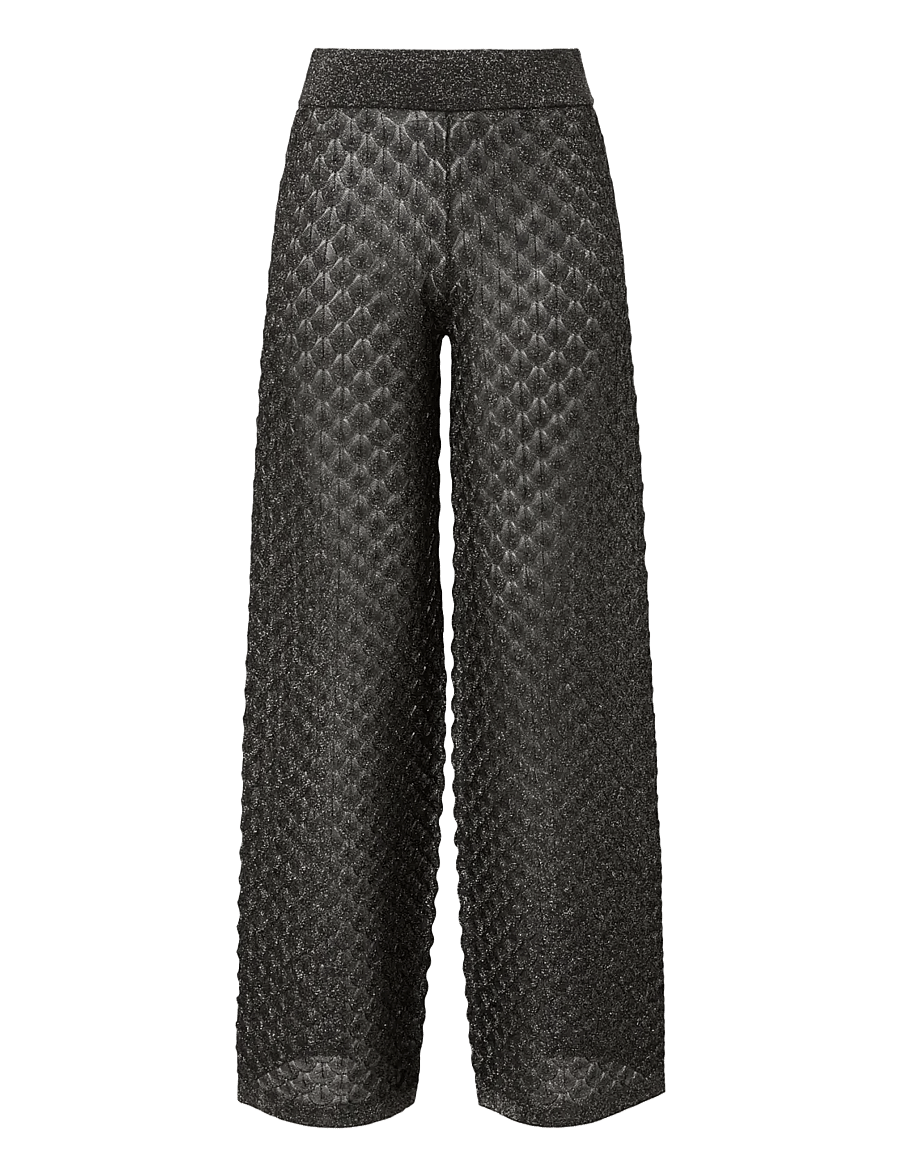 Malina - Moa Oversized Pointelle Knitted Shirt - vida byxor - black metallic - 1