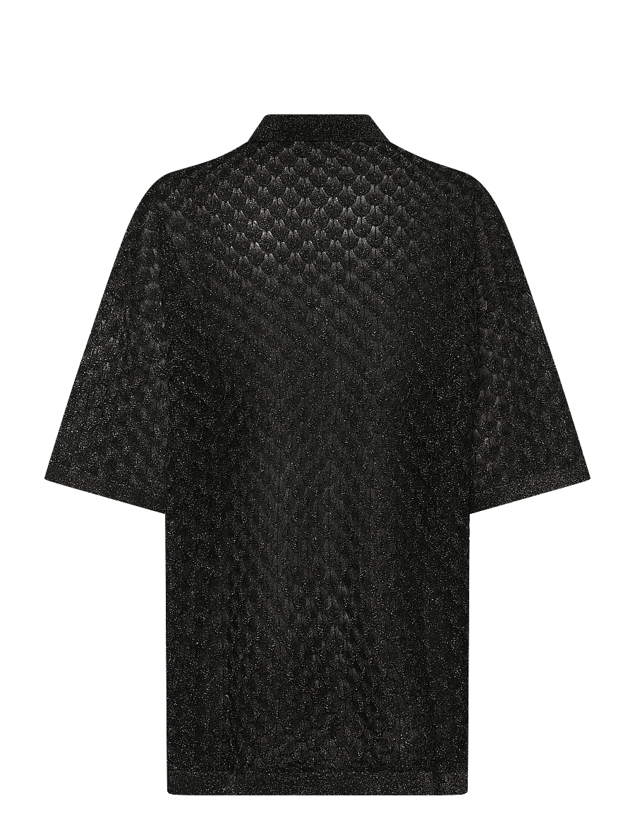 Malina - Moa Oversized Pointelle Knitted Shirt - hosen mit weitem bein - black metallic - 2