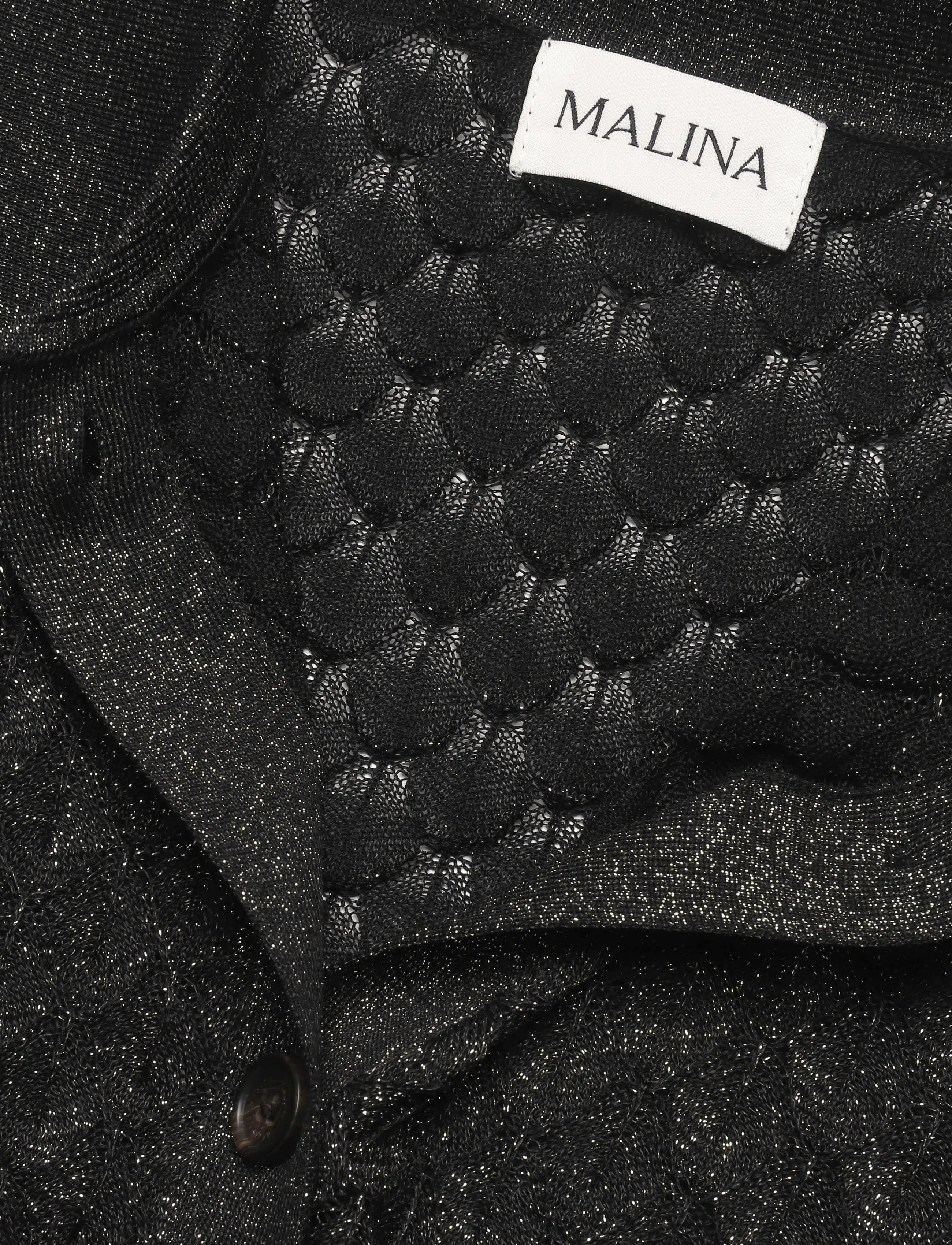 Malina - Moa Oversized Pointelle Knitted Shirt - hosen mit weitem bein - black metallic - 5