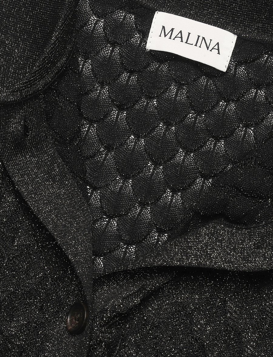 Malina - Moa Oversized Pointelle Knitted Shirt - hosen mit weitem bein - black metallic - 5
