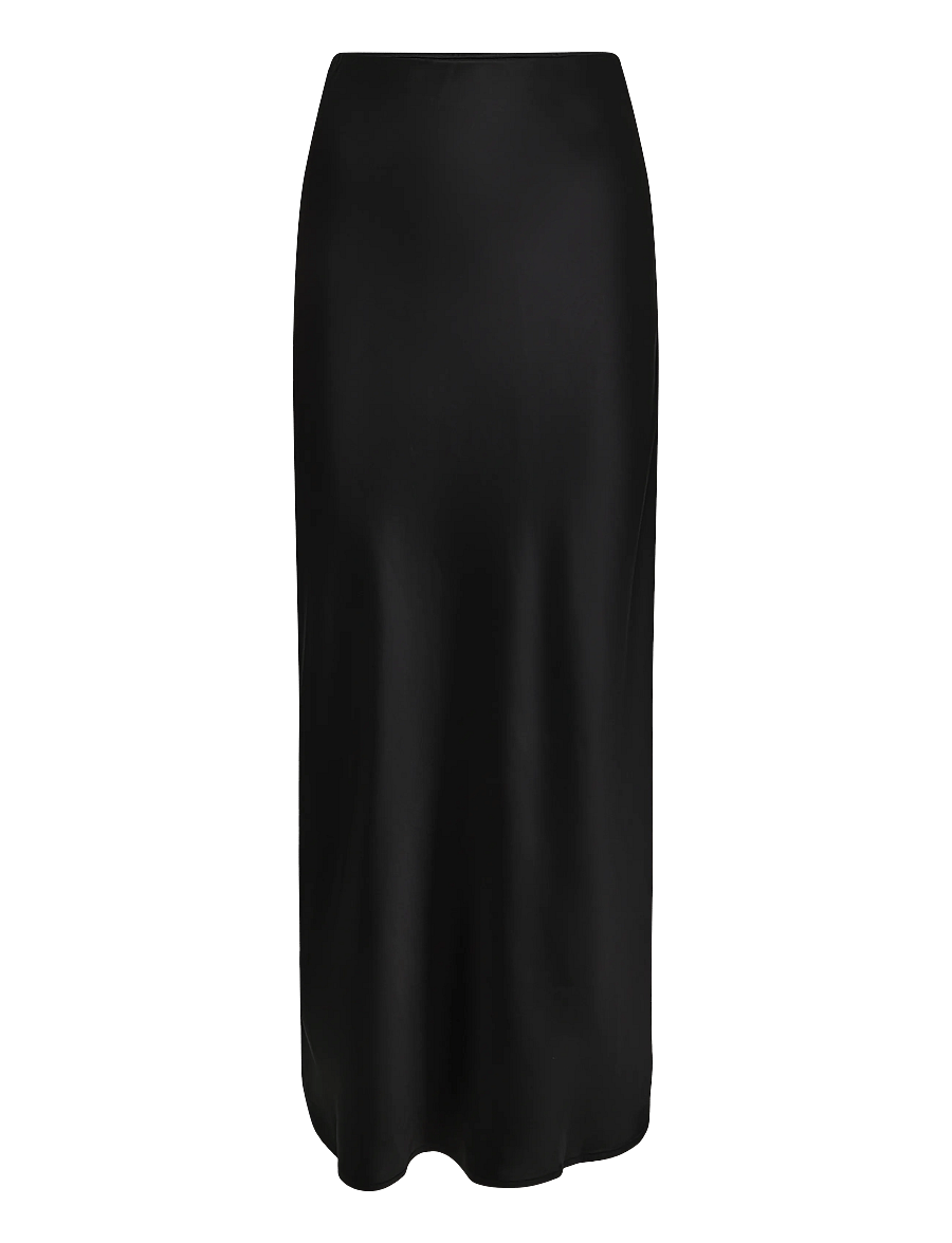 Malina - Aubree Satin Midi Skirt - satinkjolar - black - 1
