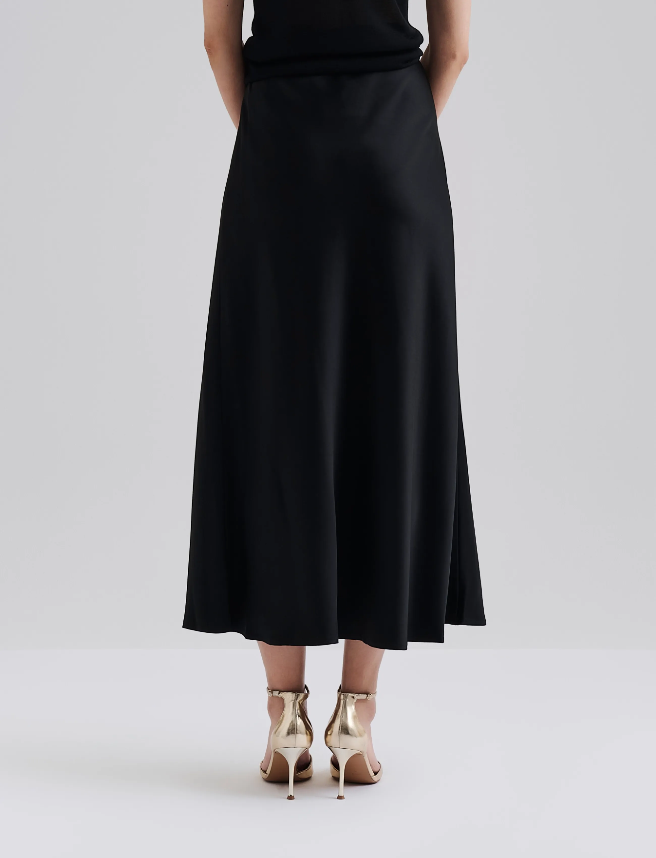 Malina - Aubree Satin Midi Skirt - black - 2