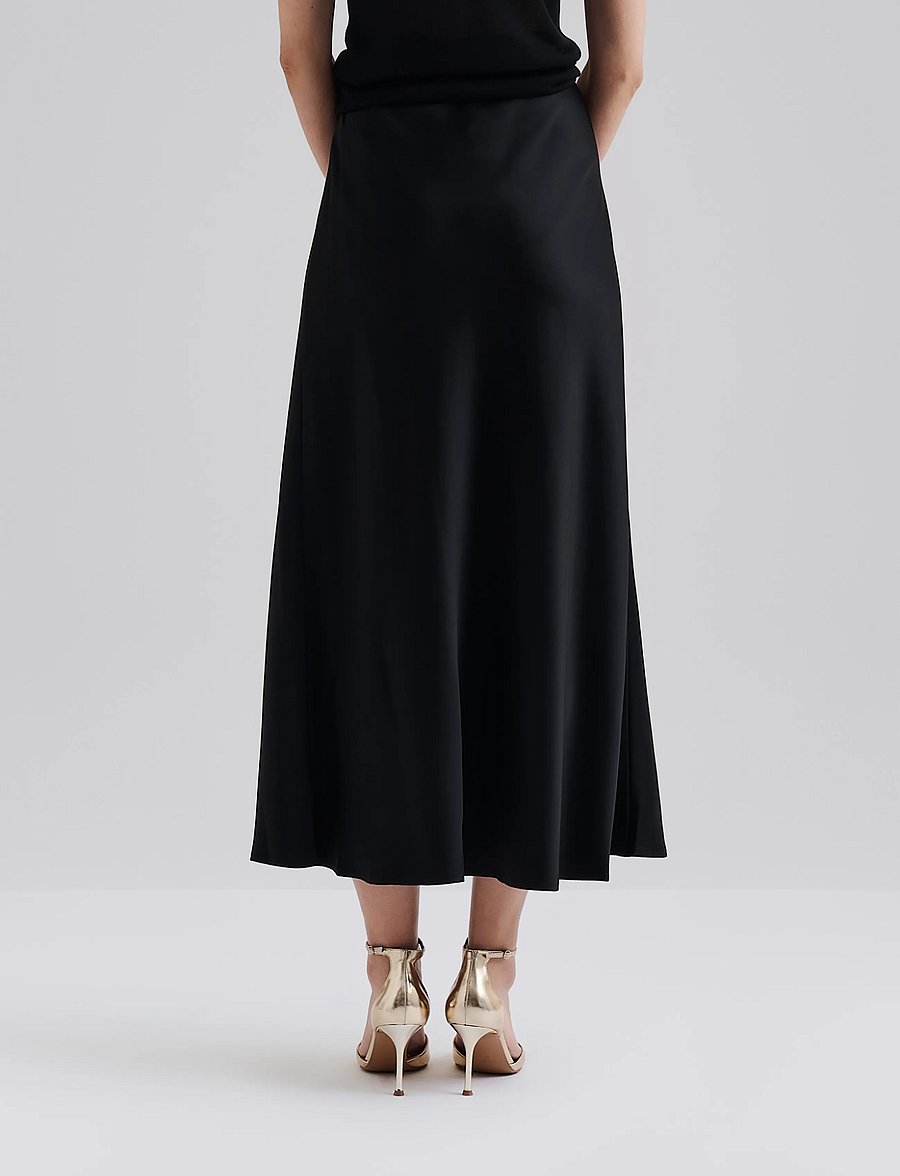 Malina - Aubree Satin Midi Skirt - satinkjolar - black - 3