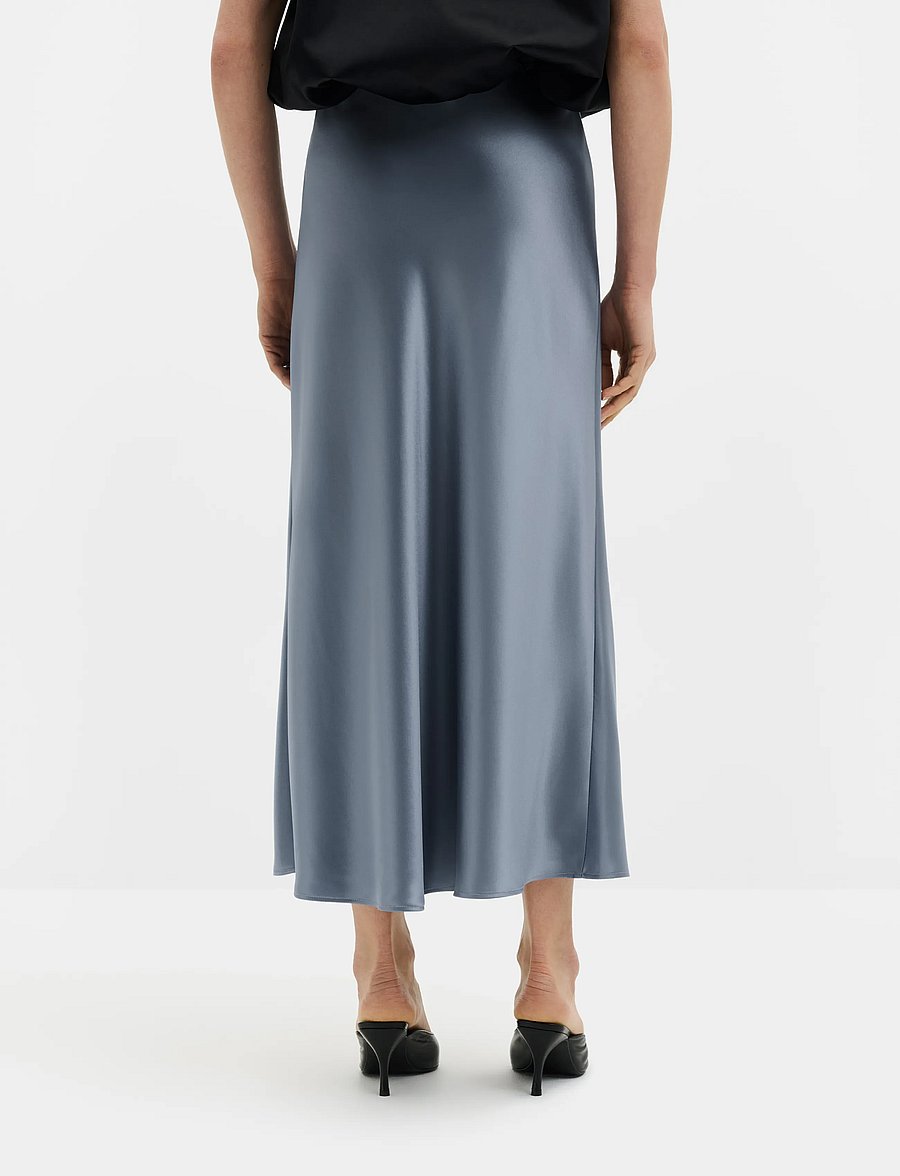 Malina - Aubree Satin Midi Skirt - satengskjørt - steel blue - 3