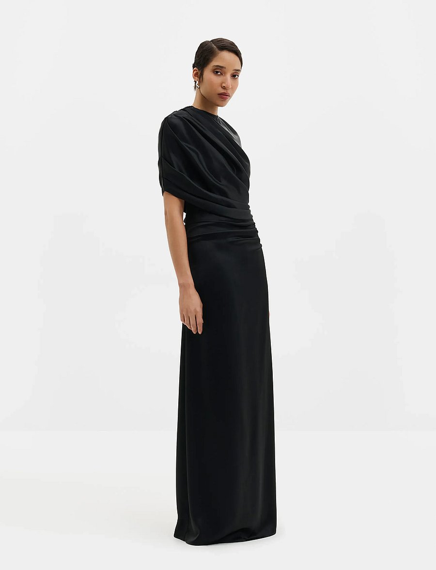Malina - Cassia Draped Fitted Maxi Dress - Õhtukleidid - black - 0