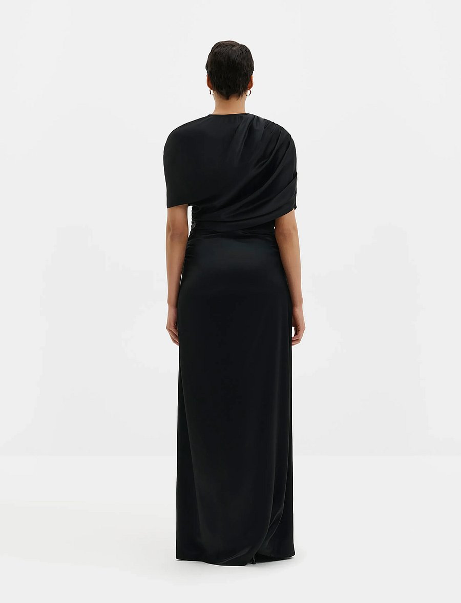 Malina - Cassia Draped Fitted Maxi Dress - Õhtukleidid - black - 2