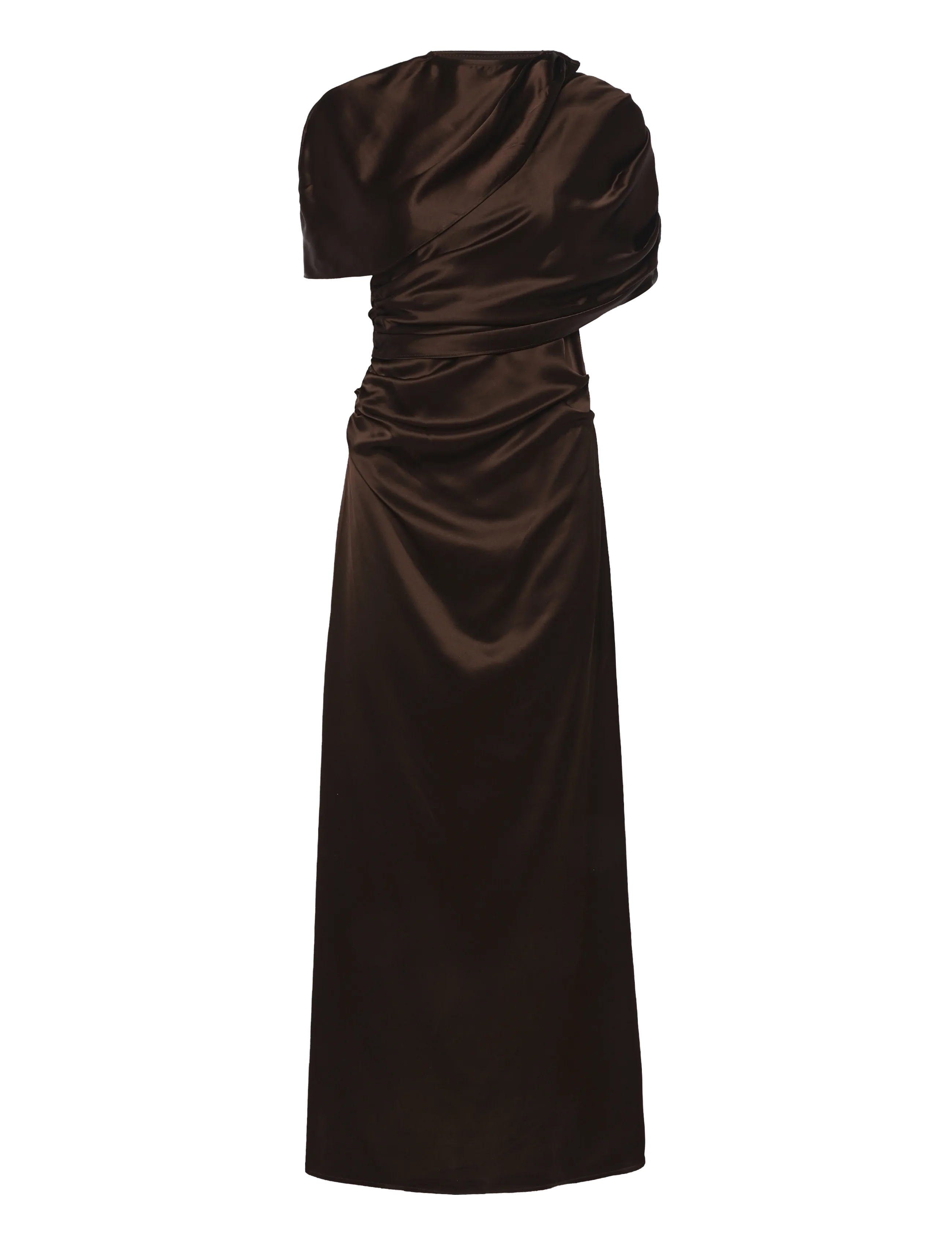 Malina - Cassia Draped Fitted Maxi Dress - aftenkjoler - dark brown - 1