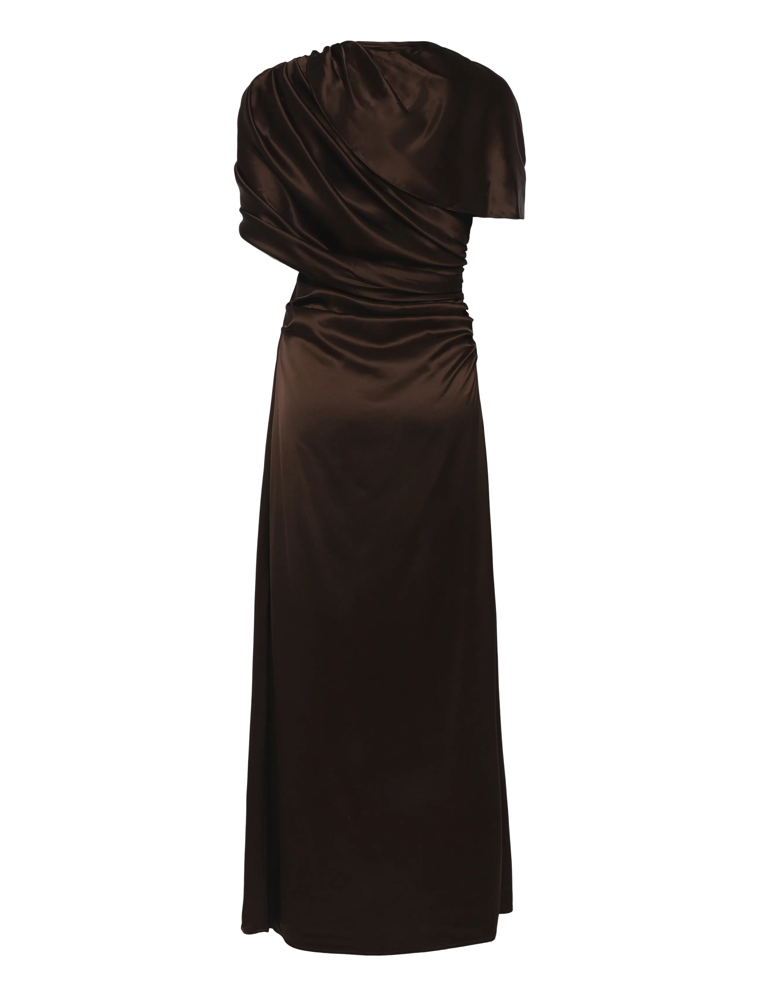 Malina - Cassia Draped Fitted Maxi Dress - aftenkjoler - dark brown - 2