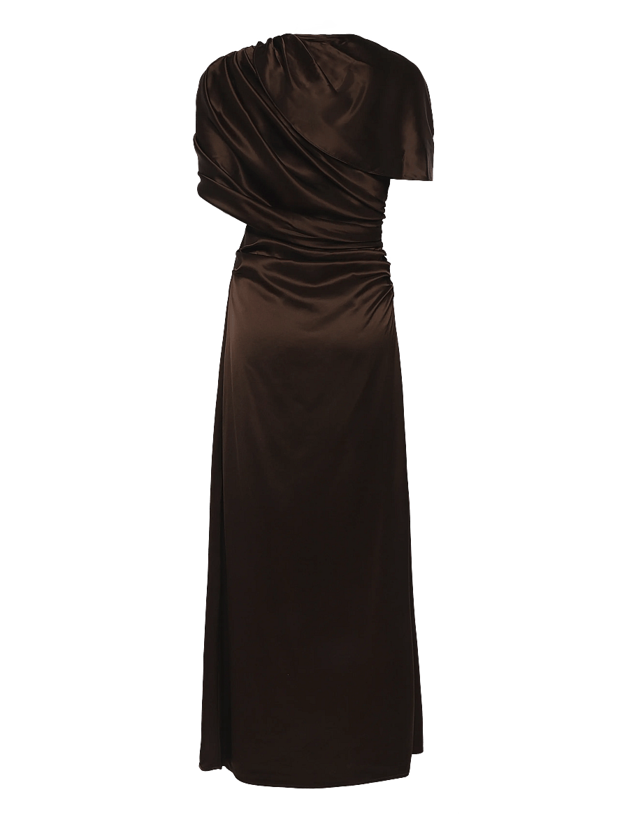 Malina - Cassia Draped Fitted Maxi Dress - aftenkjoler - dark brown - 2