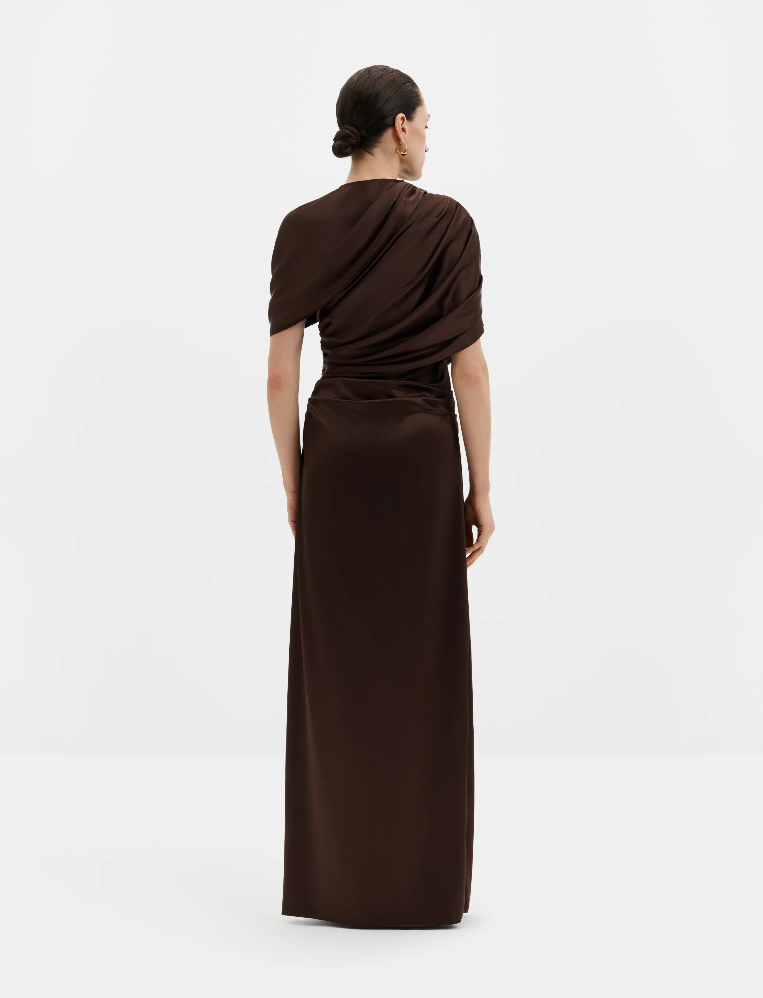Malina - Cassia Draped Fitted Maxi Dress - abendkleider - dark brown - 2