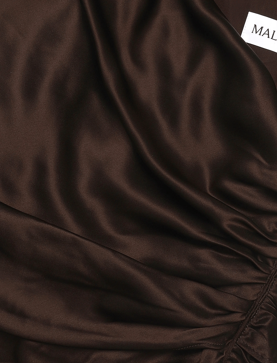 Malina - Cassia Draped Fitted Maxi Dress - aftenkjoler - dark brown - 5