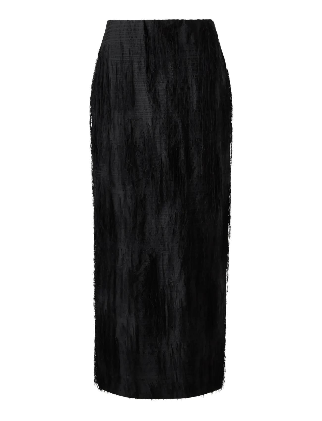 Malina - Lydia Textured Fringe Midi Skirt - black - 1