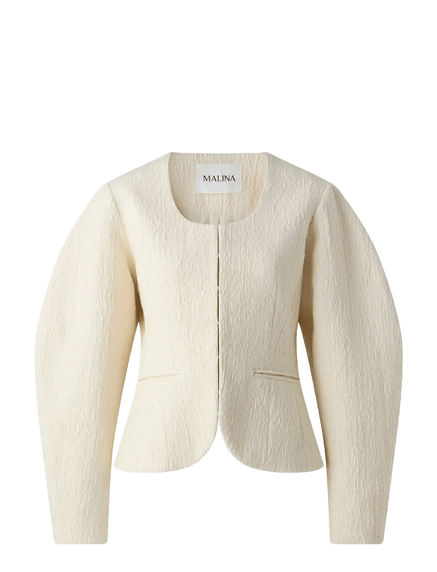 Malina - Amanda U-Neck Boucle Blazer - enkelknäppta kavajer - pearl - 1