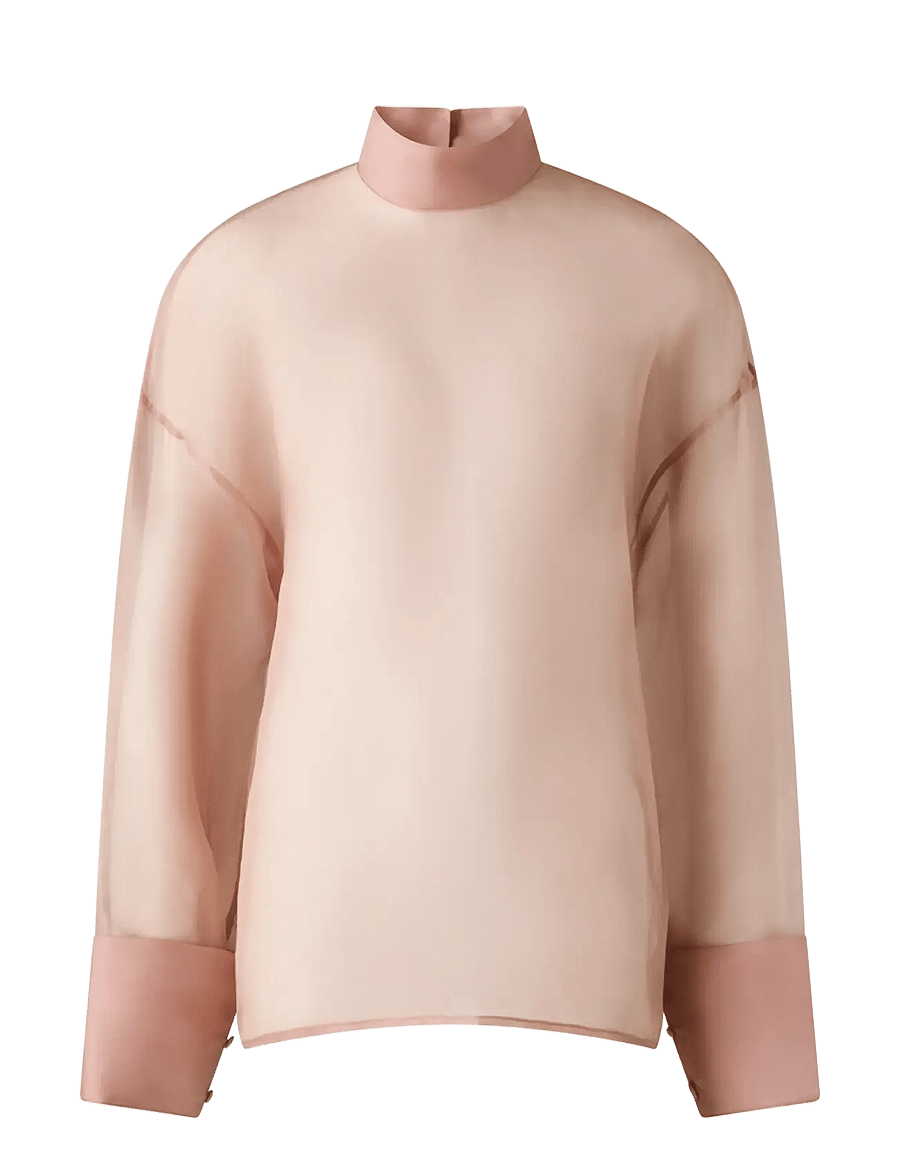 Malina - Nicole Sheer Organza Blouse - langärmelige blusen - soft pink - 1
