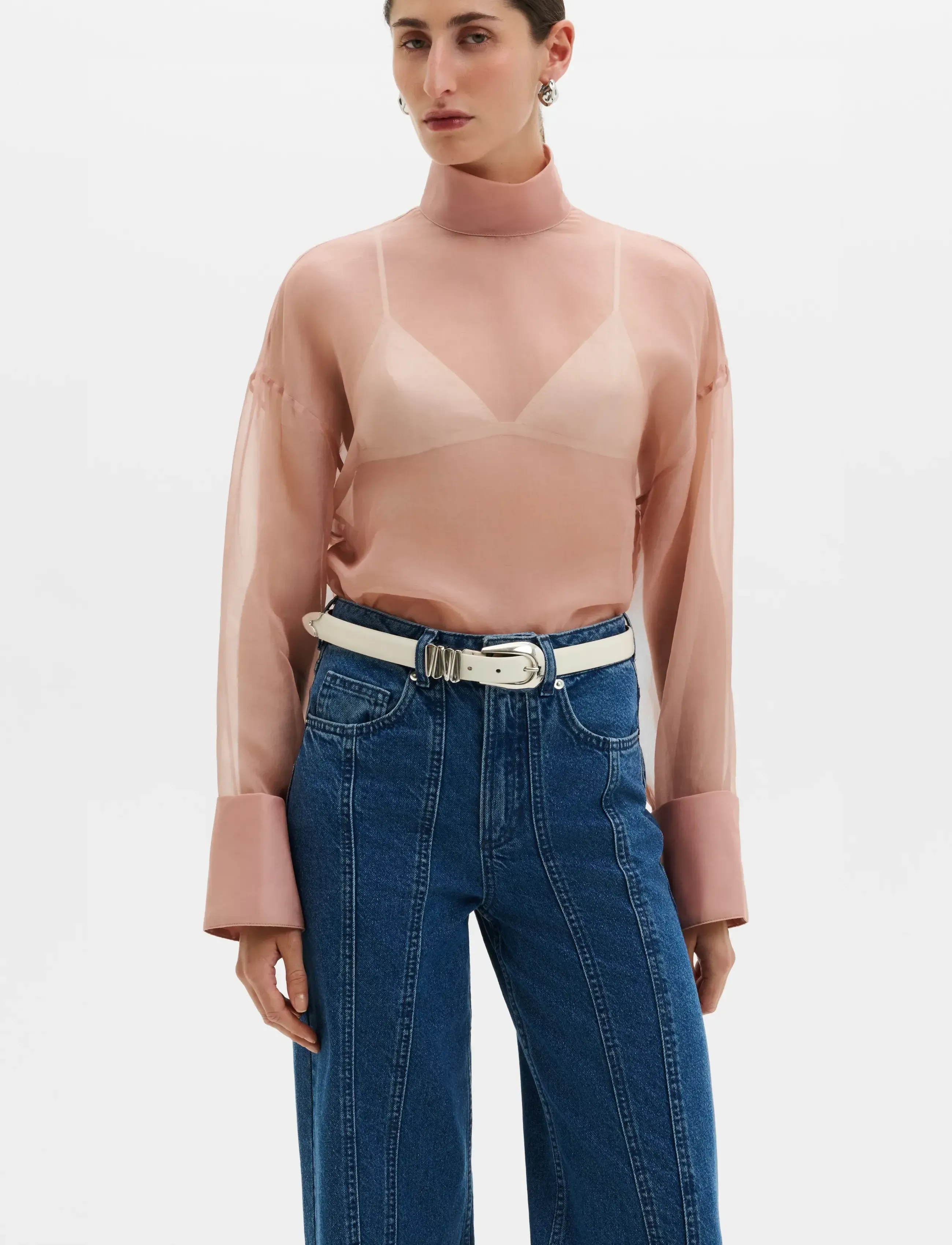Malina Nicole Sheer Organza Blouse - Langærmede bluser - SOFT PINK / pink/rose