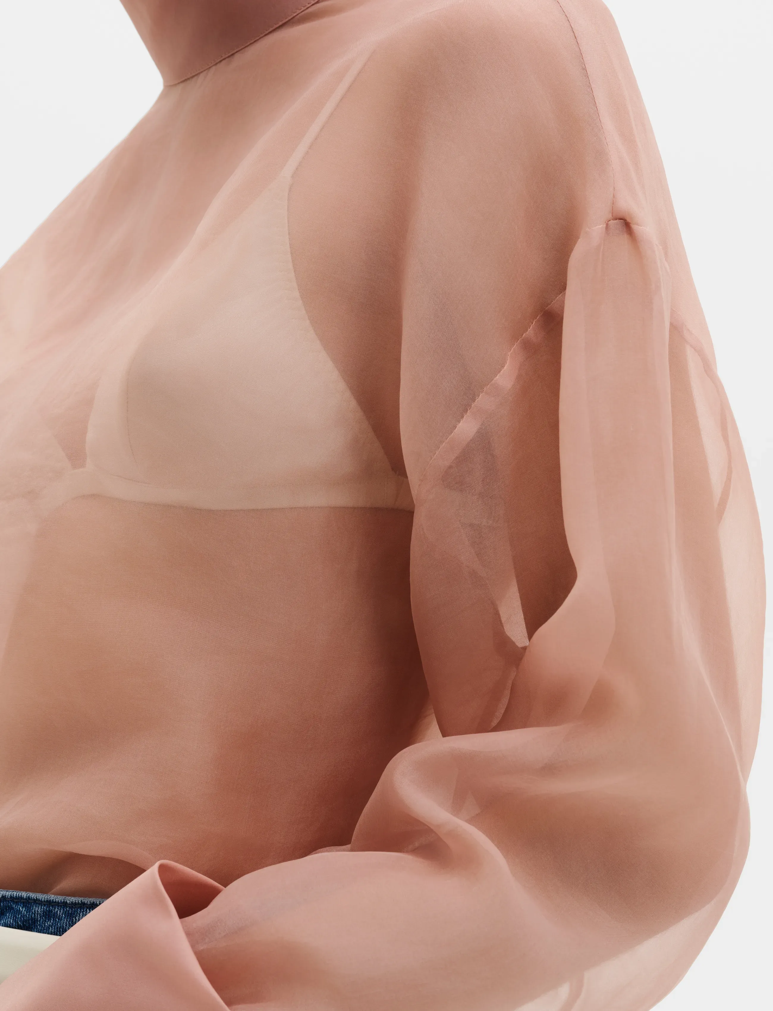 Malina - Nicole Sheer Organza Blouse - langärmelige blusen - soft pink - 3