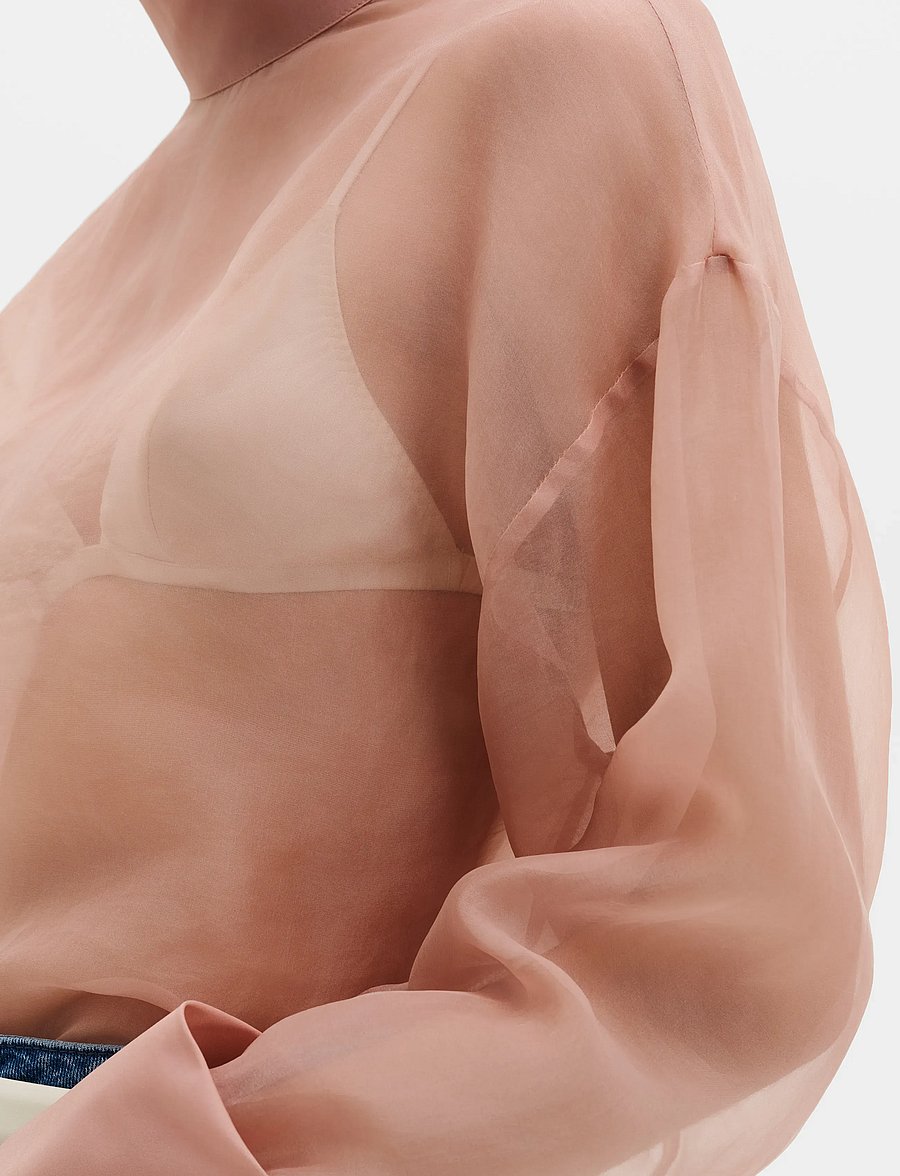 Malina - Nicole Sheer Organza Blouse - langärmelige blusen - soft pink - 3