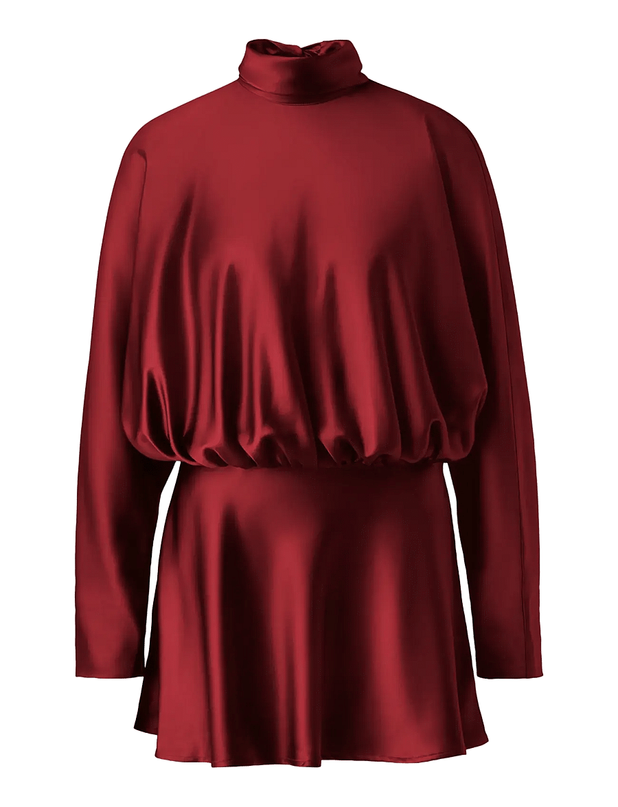 Malina - Vilja Satin Blouson Mini Dress - kurze kleider - ruby - 1