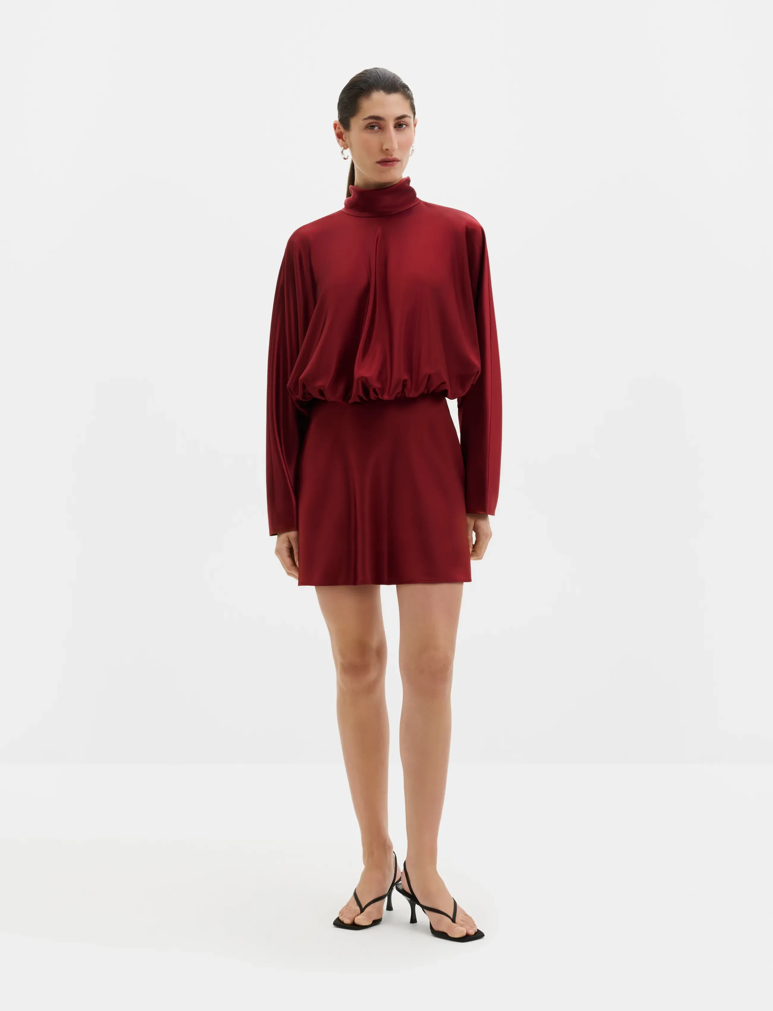 Malina Vilja Satin Blouson Mini Dress - Kjoler - RUBY / red