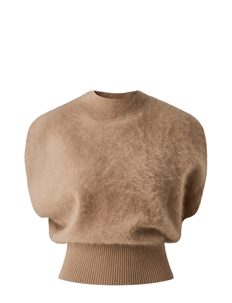 Malina - Angelica Brushed Knitted Sleeveless Top - crop tops - dark beige - 1