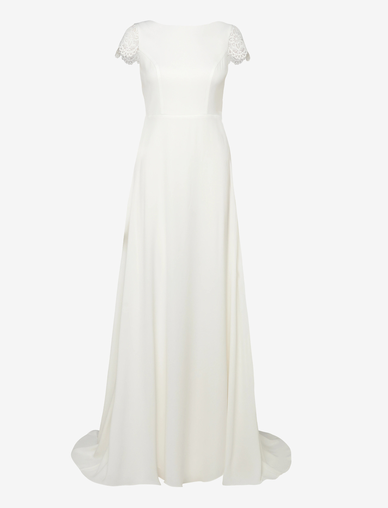 Malina - Blanca Cap Sleeve Lace Trimmed Gown - maxi sukienki - ivory - 1