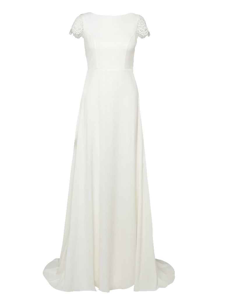 Malina - Blanca Cap Sleeve Lace Trimmed Gown - maxi sukienki - ivory - 1